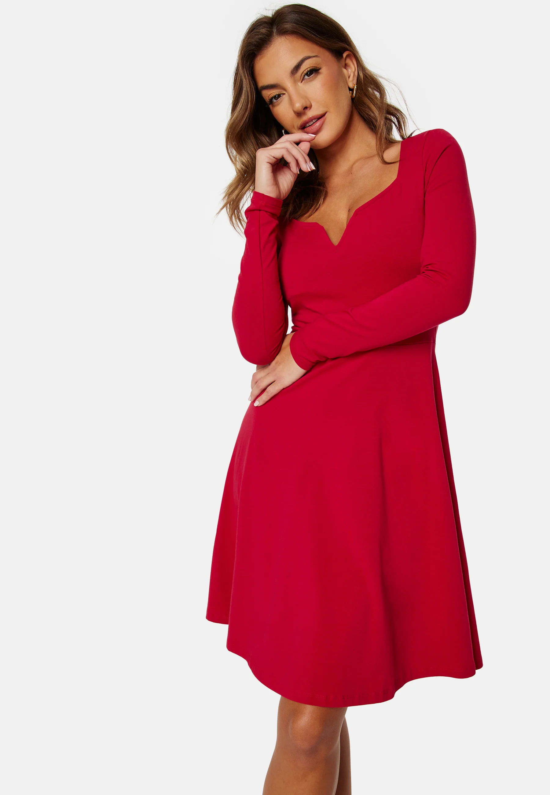 Square V-neck L/S Skater Dress - Image 2