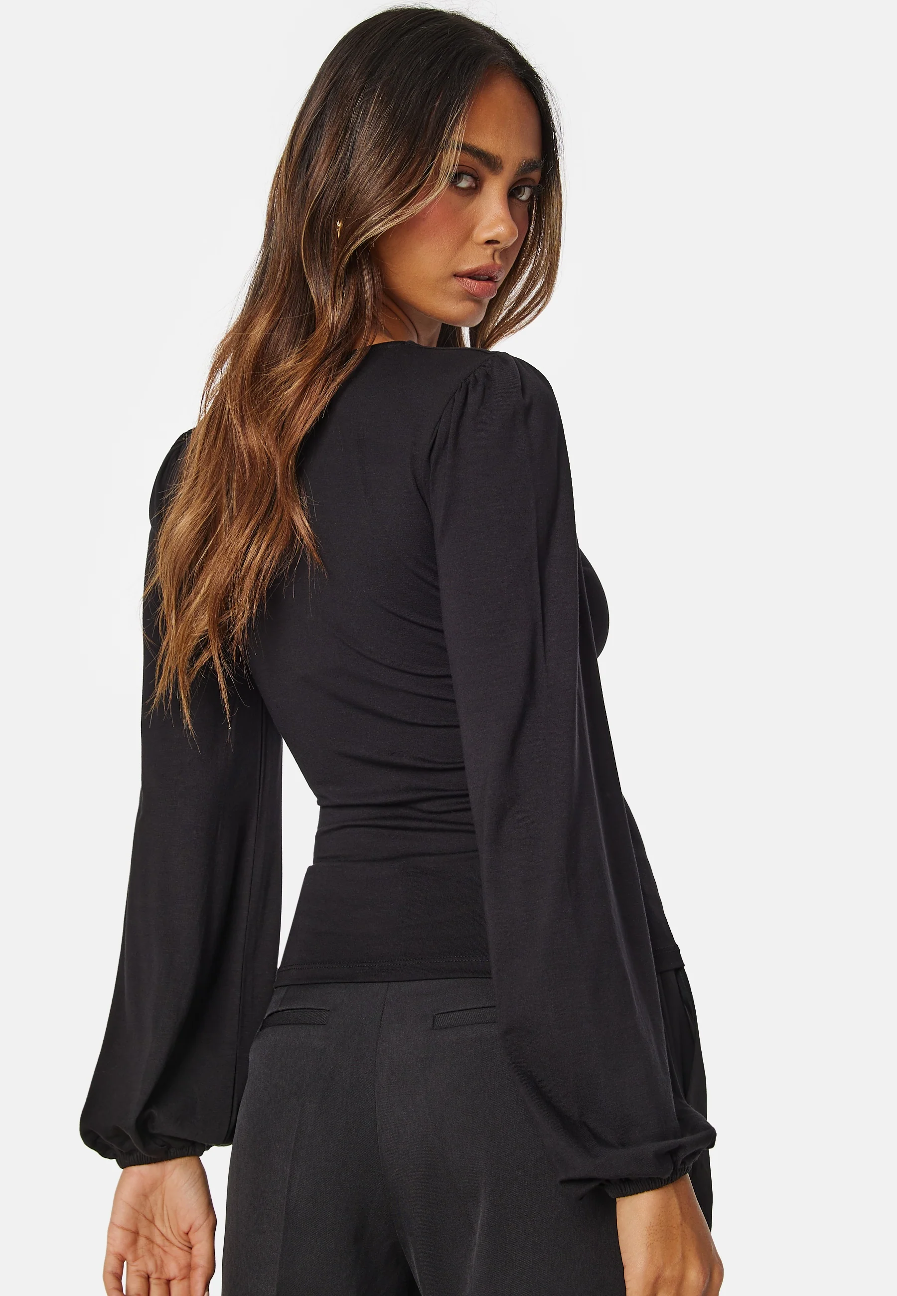 Square V-neck Long Sleeve Puff Top - Image 3