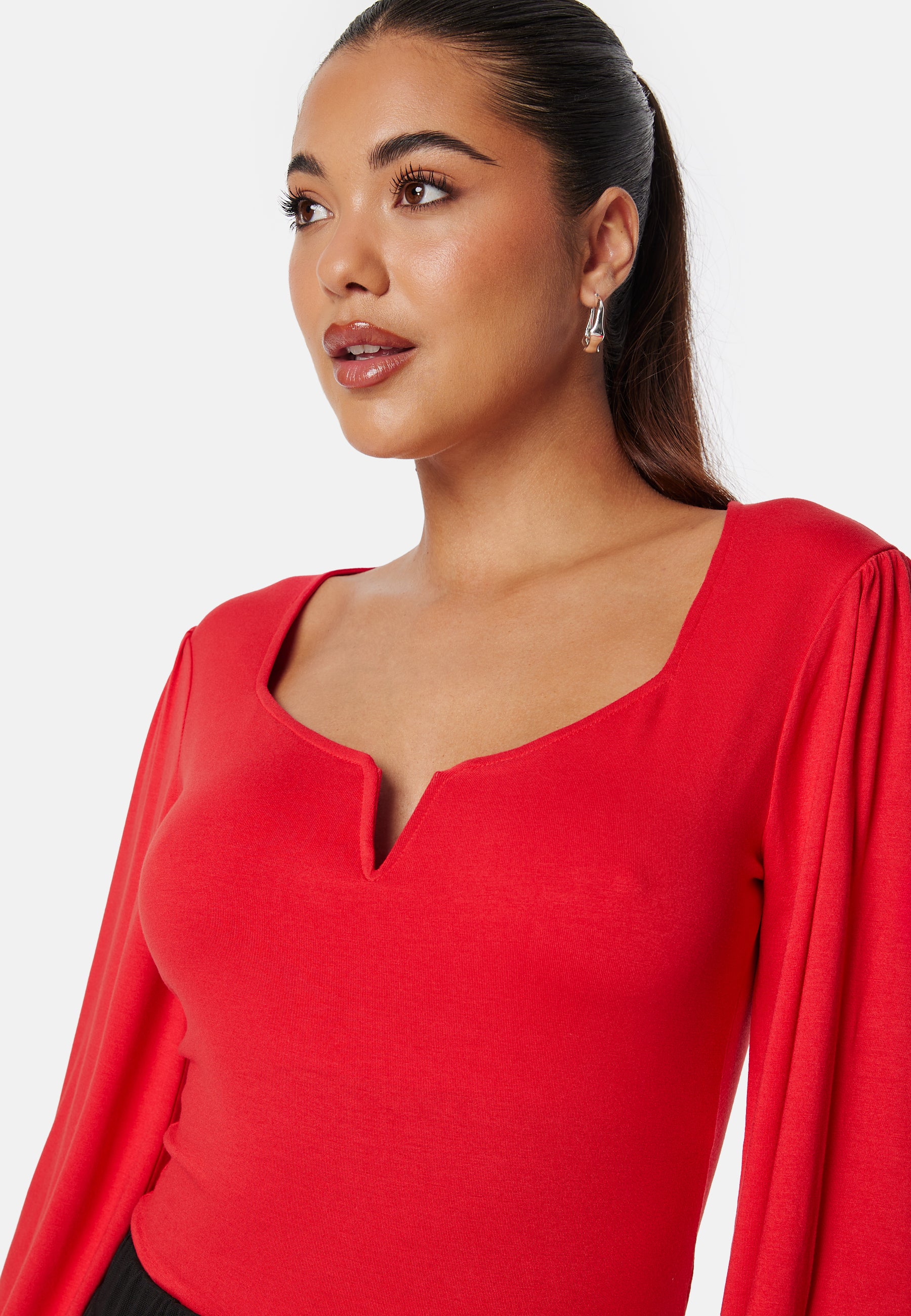 Square V-neck Long Sleeve Puff Top - Image 3