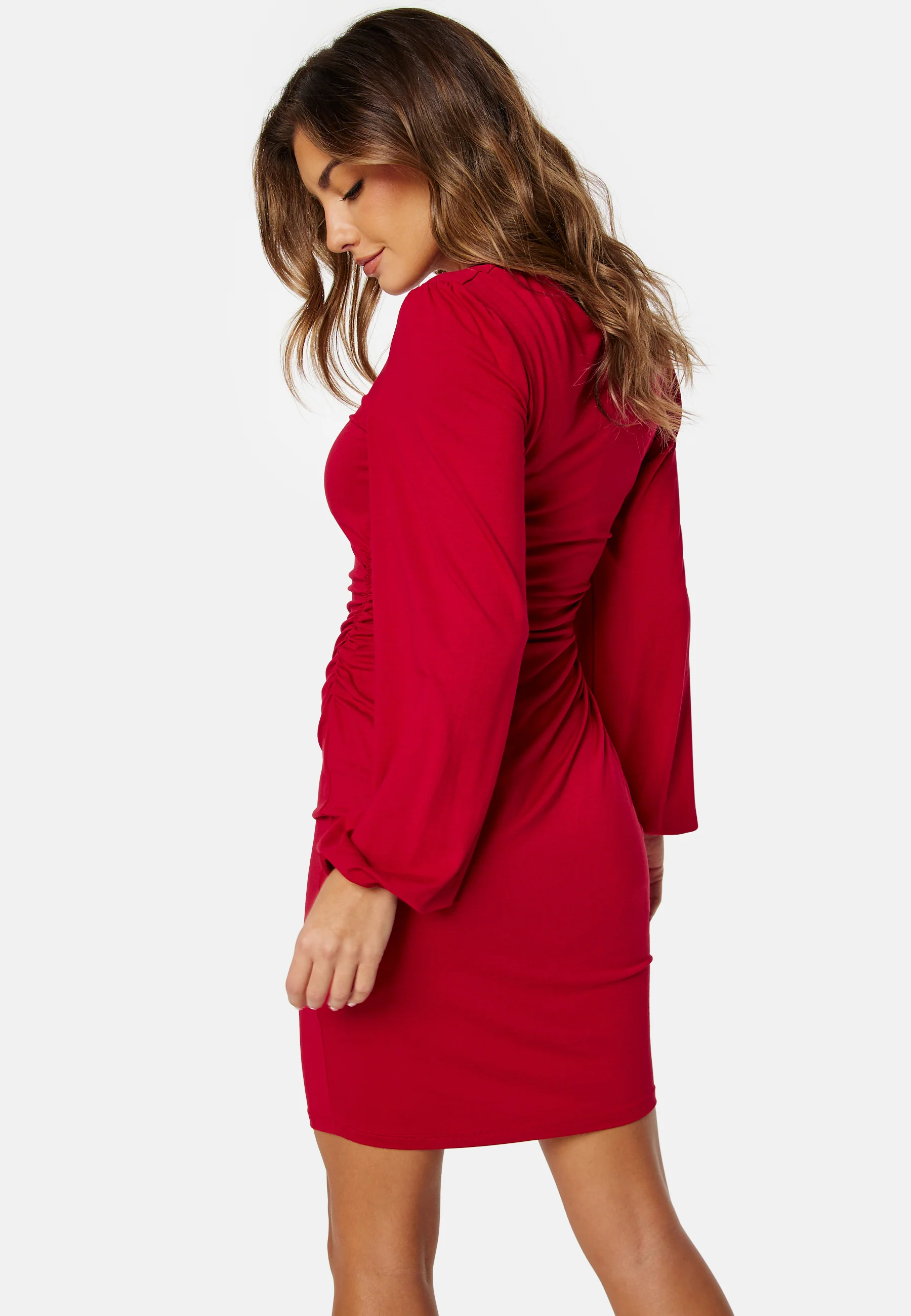 Square V-neck Puff Sleeve Short Dress - Image 4