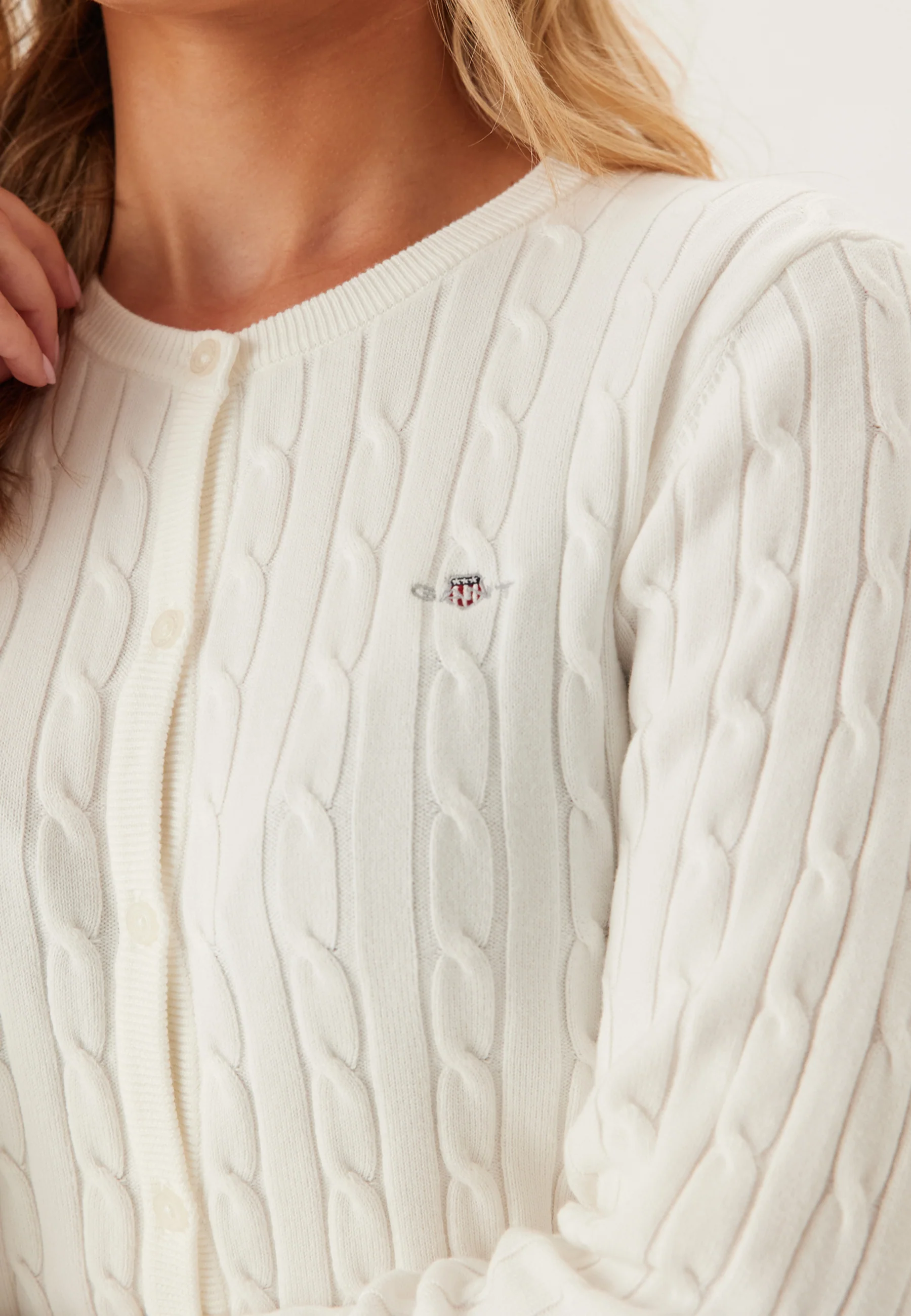 Stretch Cotton Cable Cardigan - Image 3