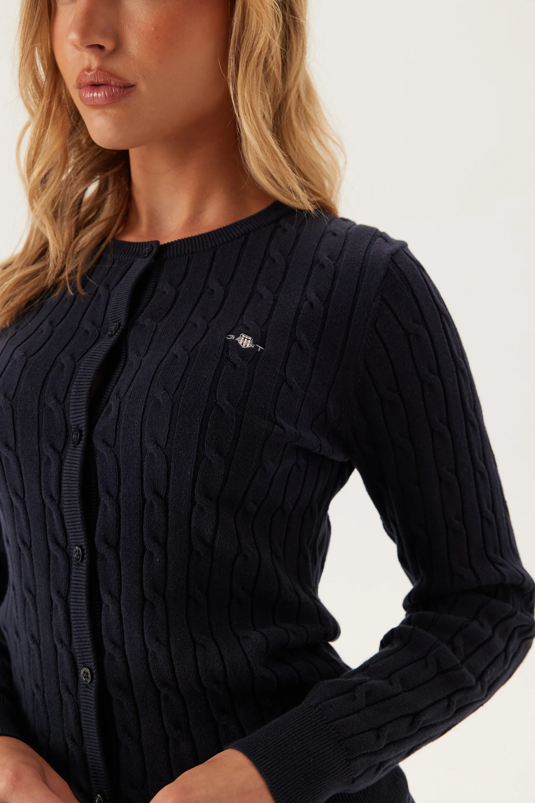 Stretch Cotton Cable Cardigan - Image 3
