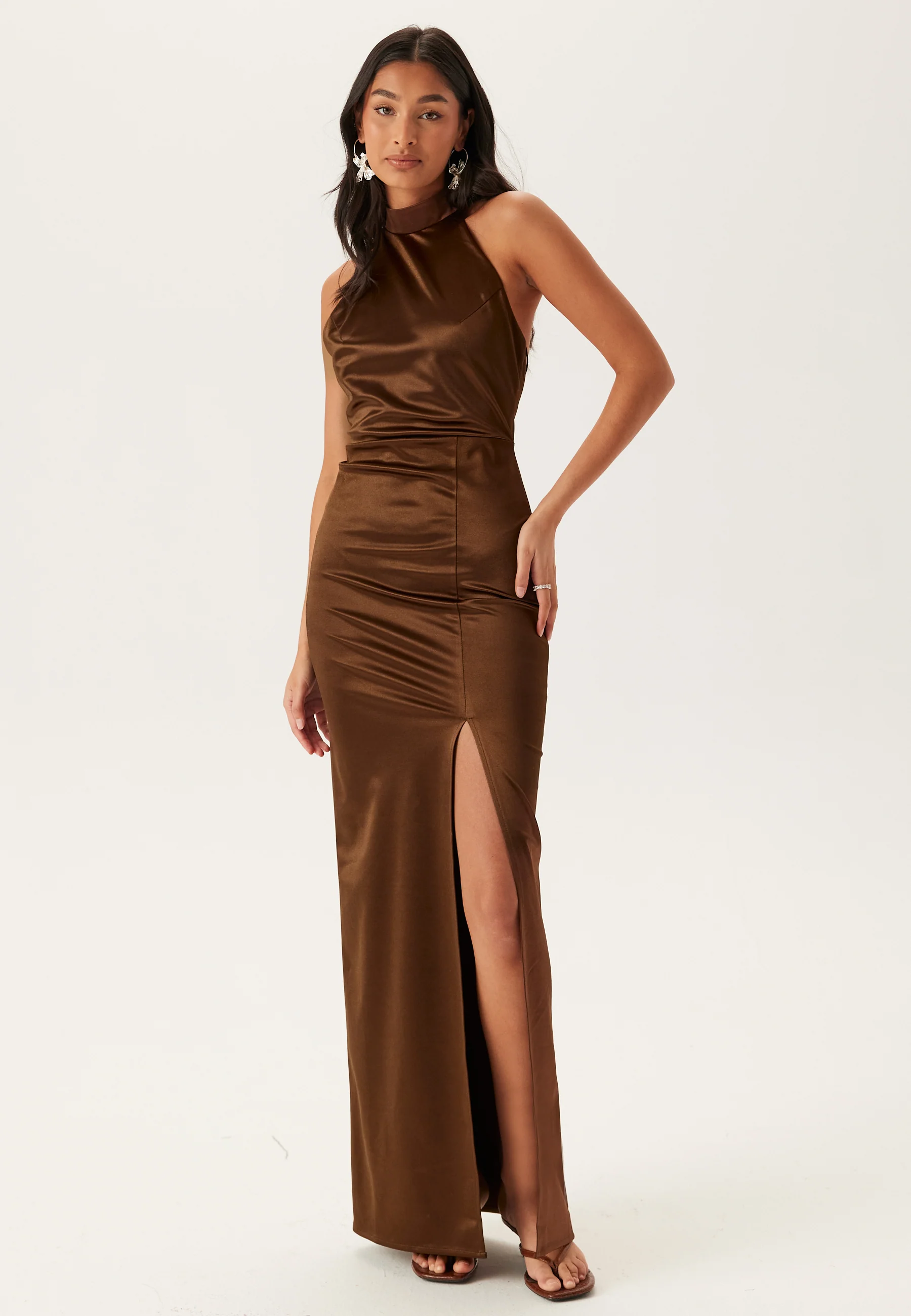 Stretch Satin Halterneck Gown - Image 3