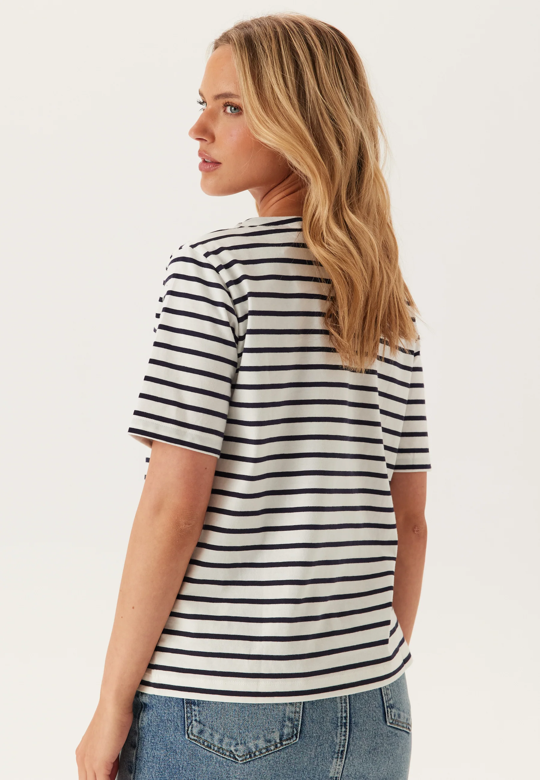 Stripe Boatneck ss T-shirt - Image 2