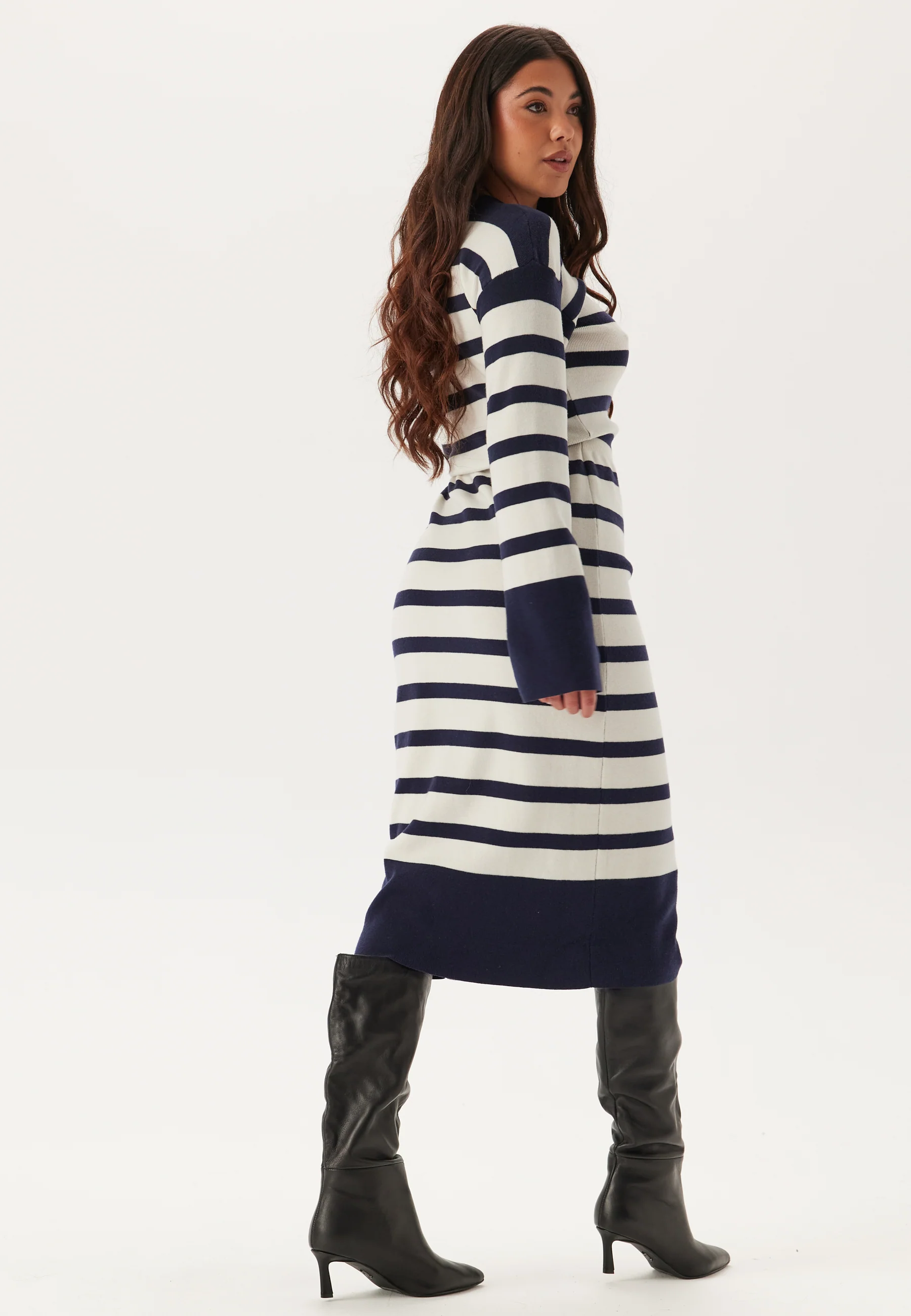 Striped Knitted Midi Dress - Image 3