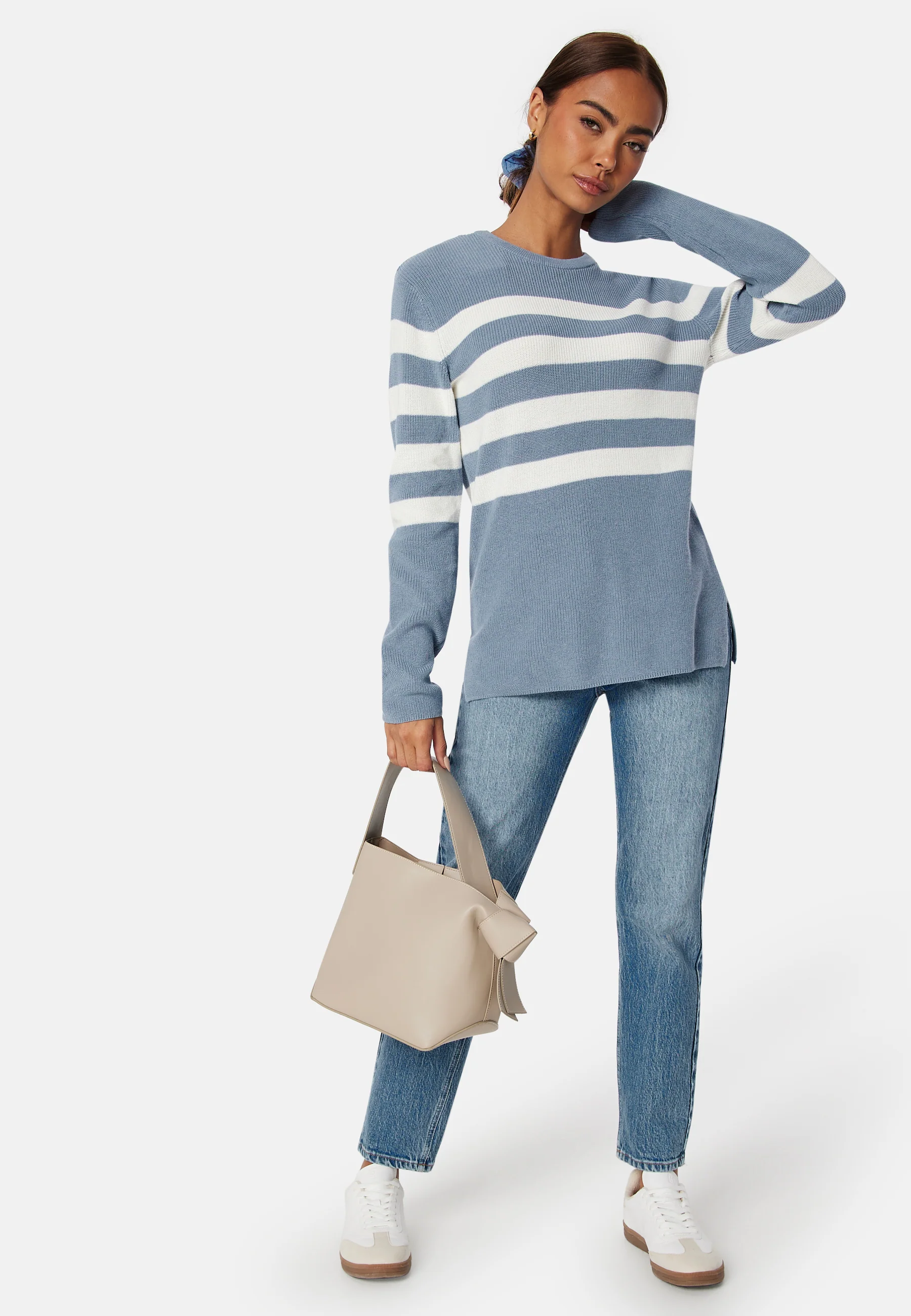 Striped O-neck Knitted Sweater - Image 3