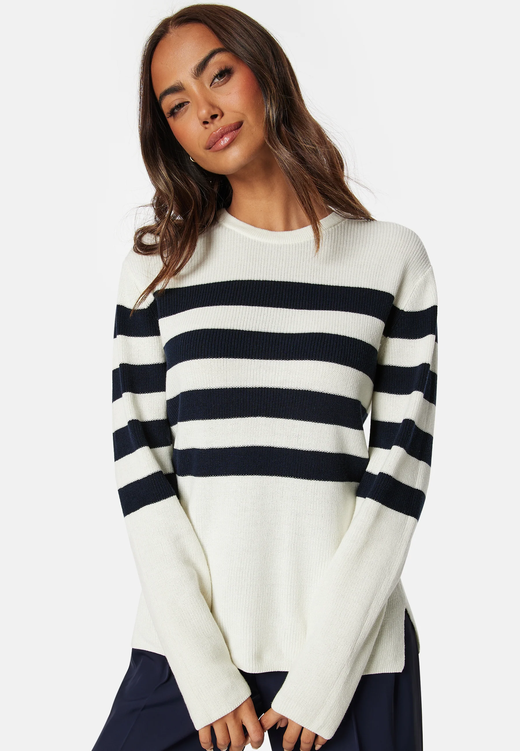 Striped O-neck  Knitted Sweater - Image 2
