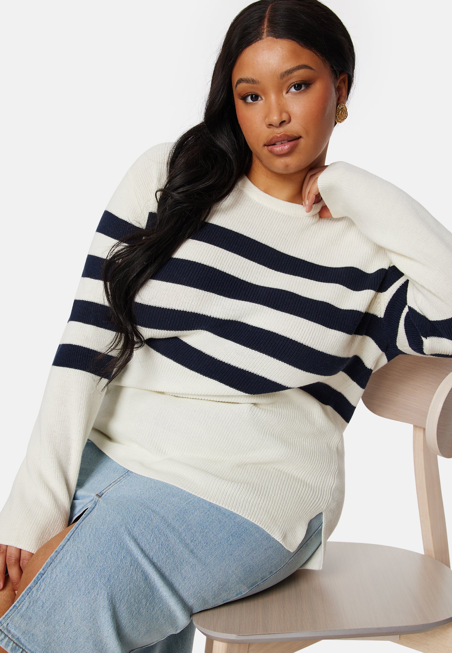 Striped O-neck  Knitted Sweater - Image 5