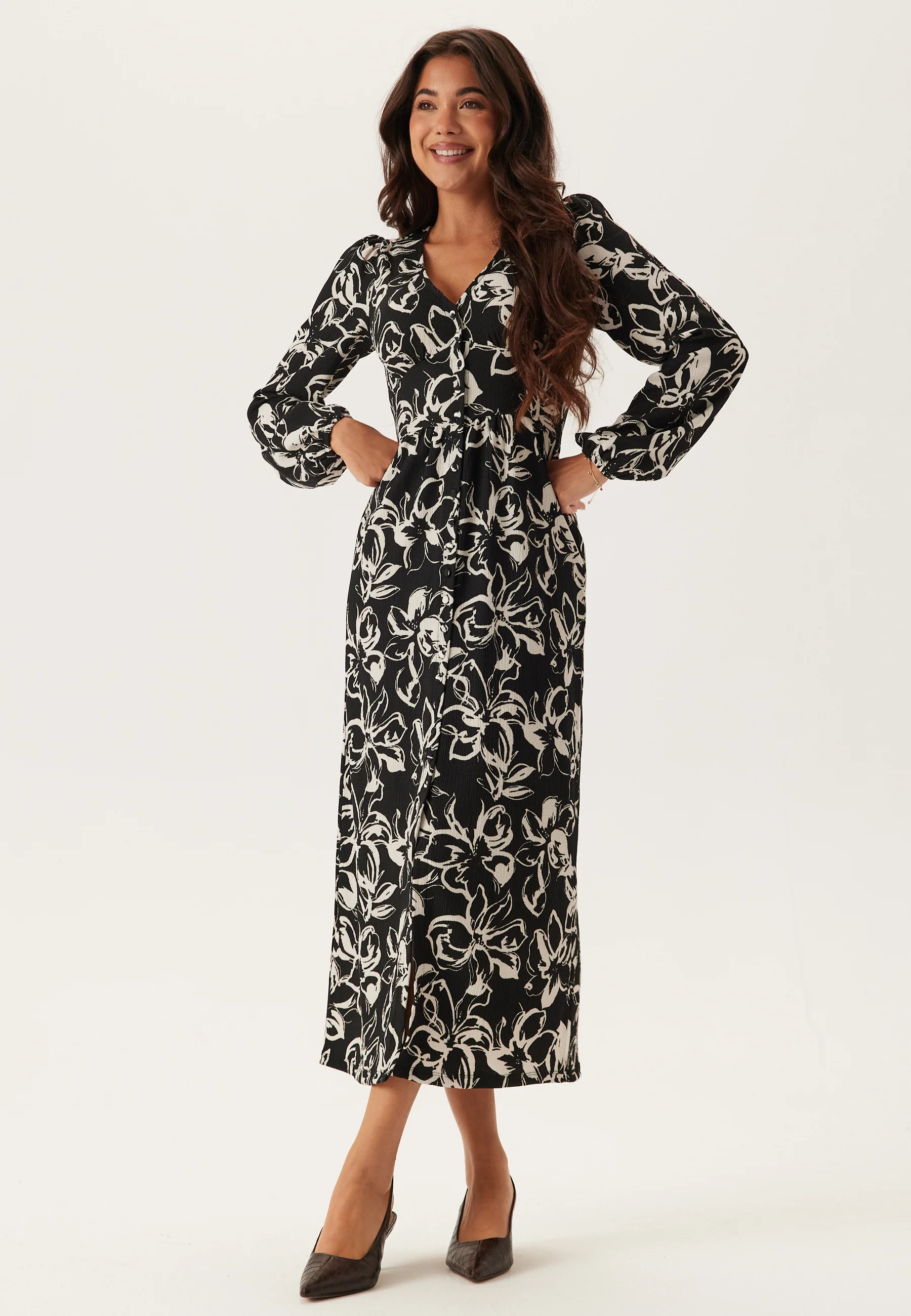Structure Button Midi Dress