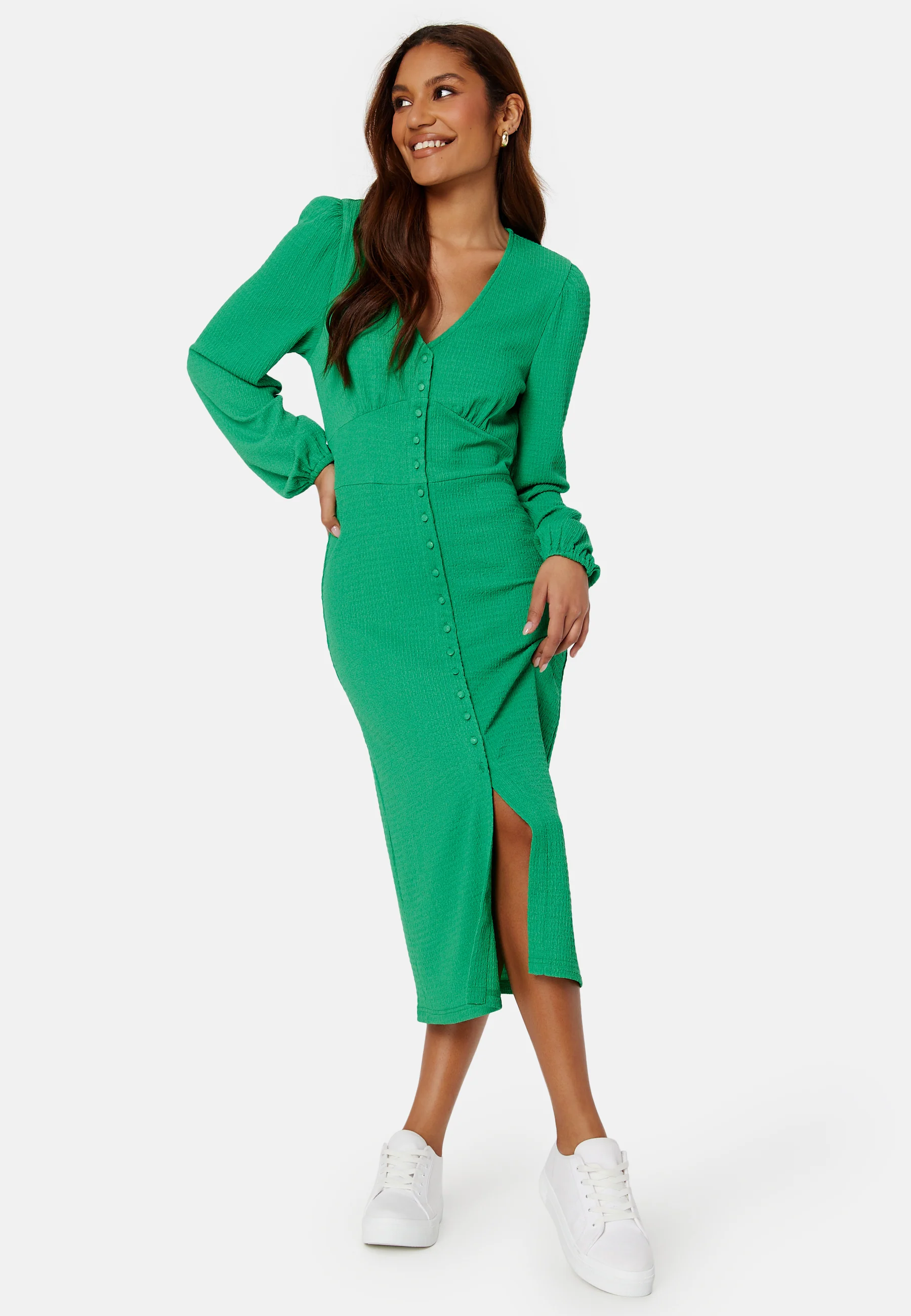 Structure Button Midi Dress