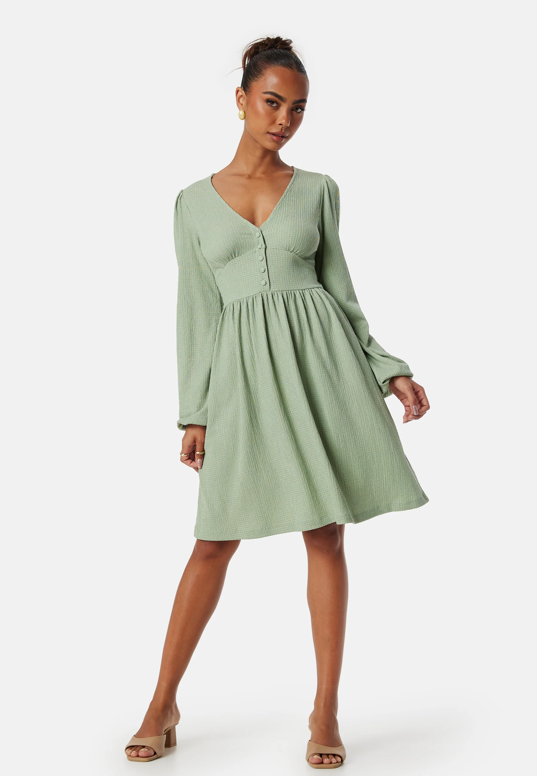 Structure Button Short Dress - Image 3