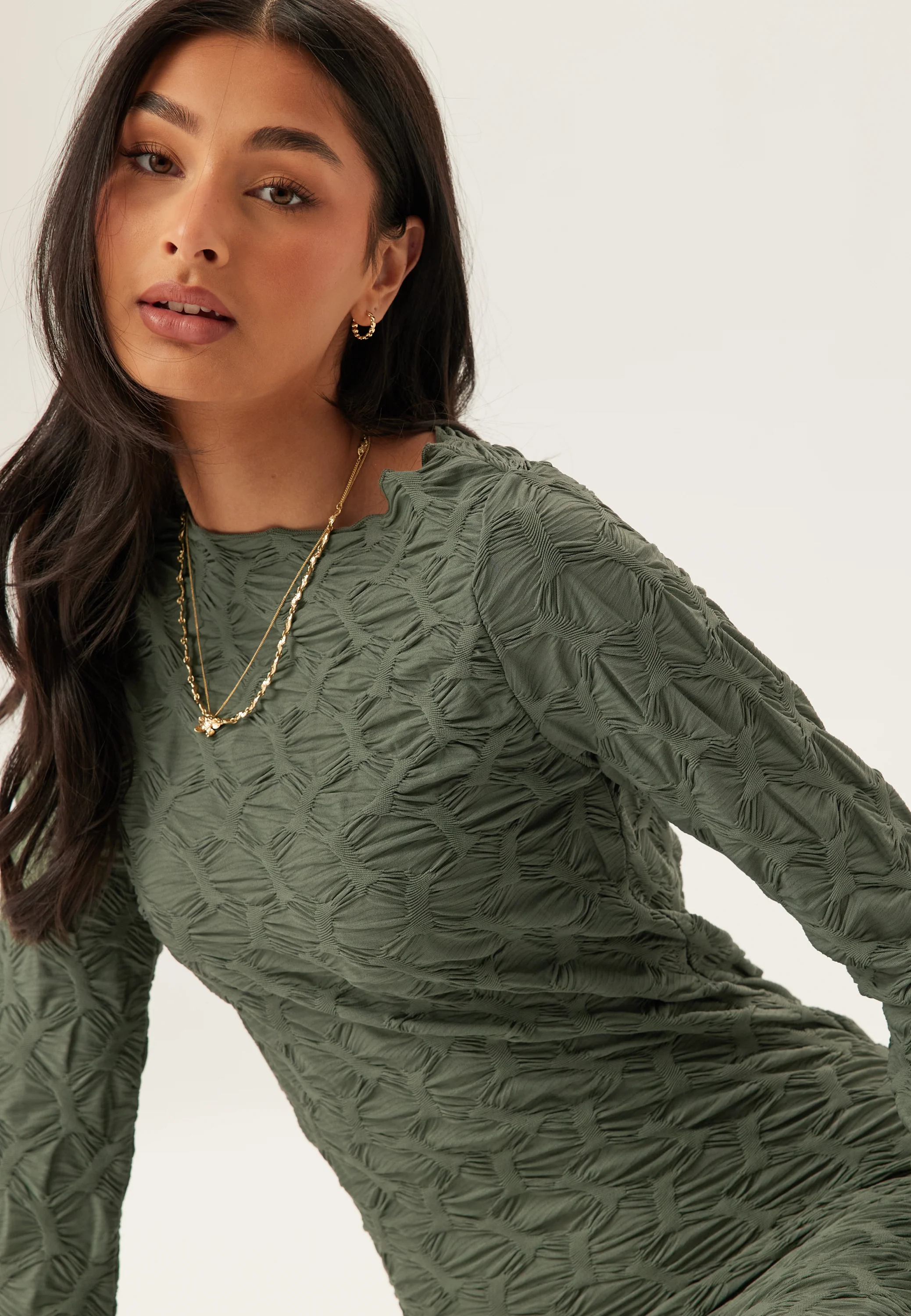 Structure Long Sleeve Midi Dress - Image 5
