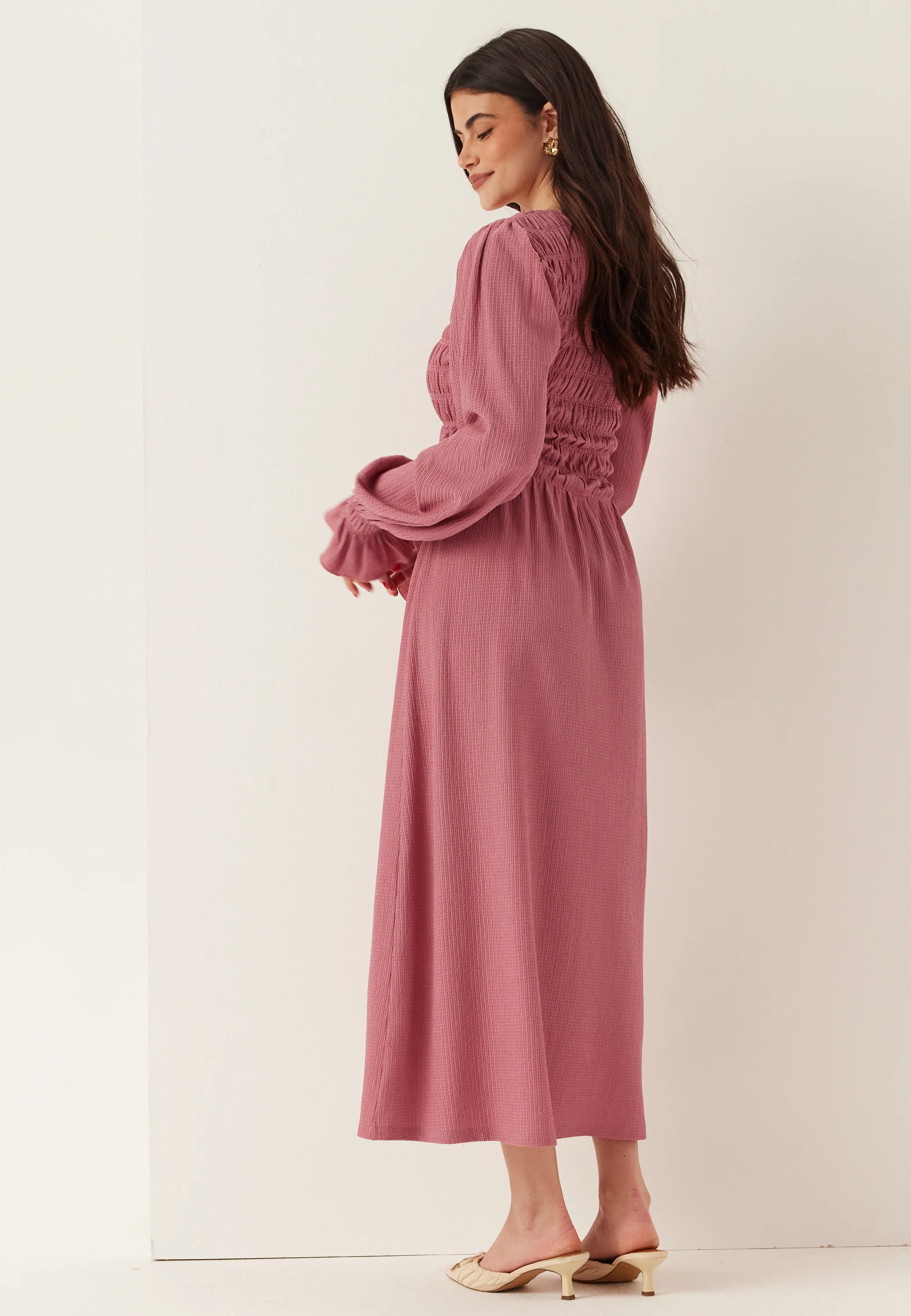Structure Long Sleeve Midi Dress - Image 3