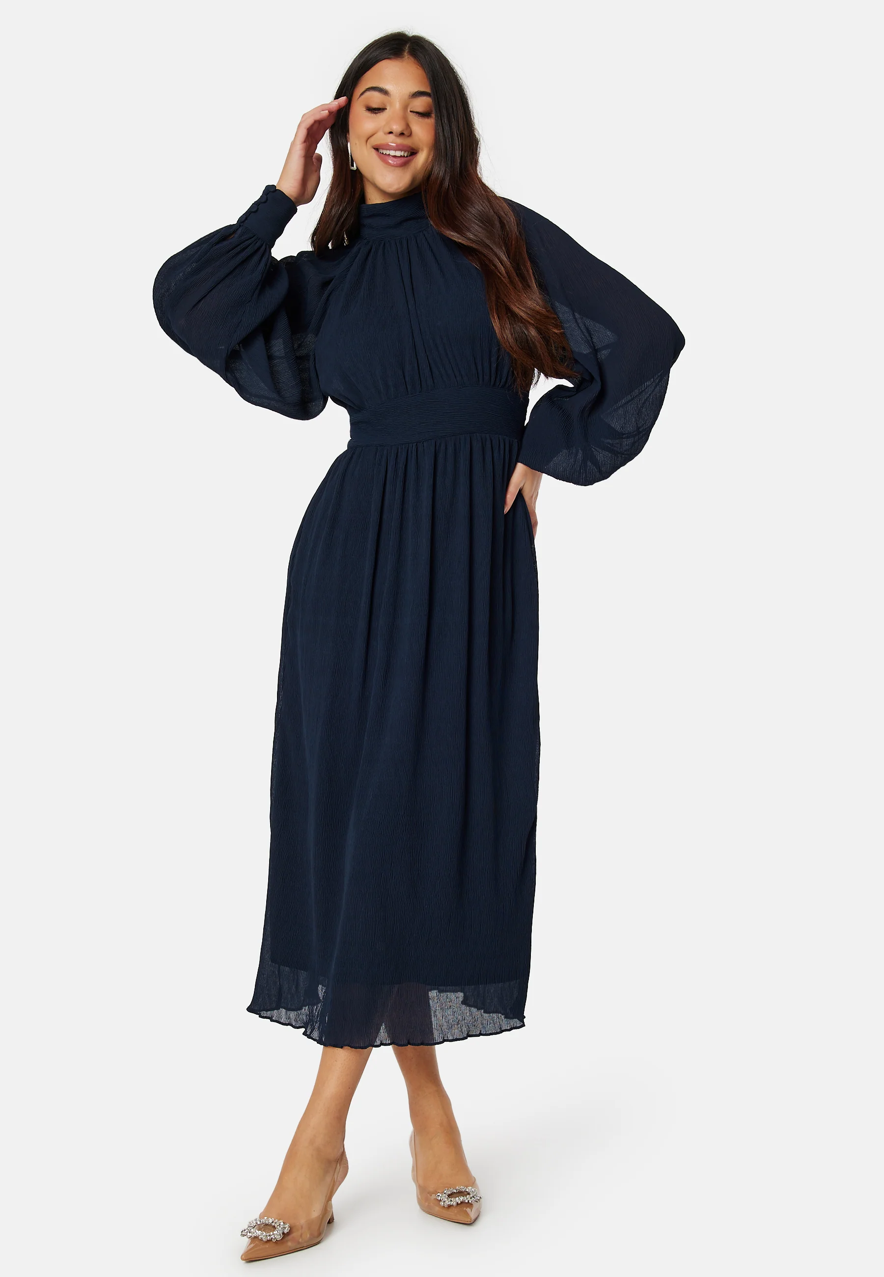 Structured high neck midi dress