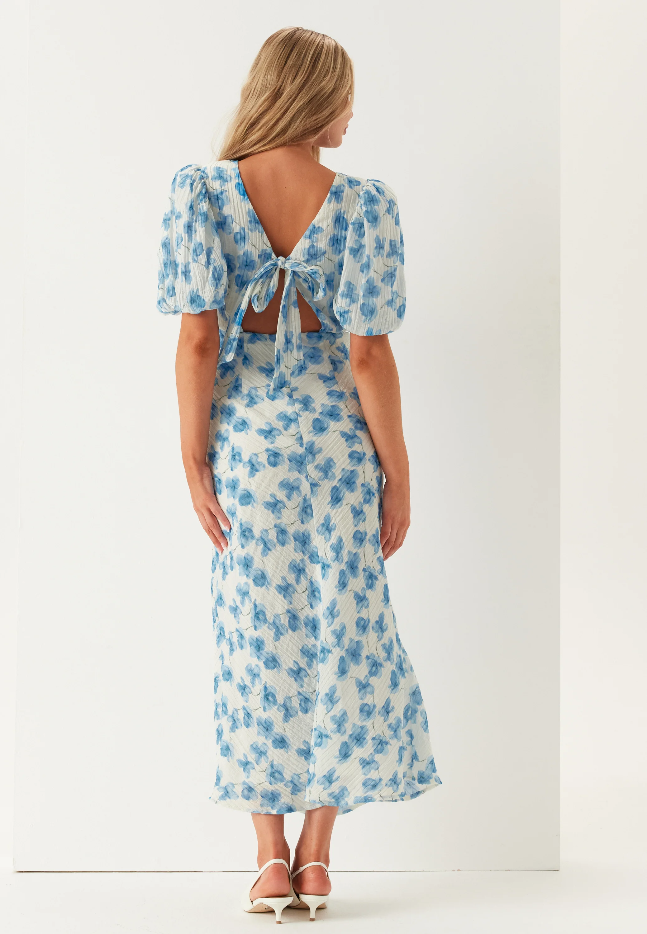 Structured Puff Sleeve Ankle Dress - Image 3