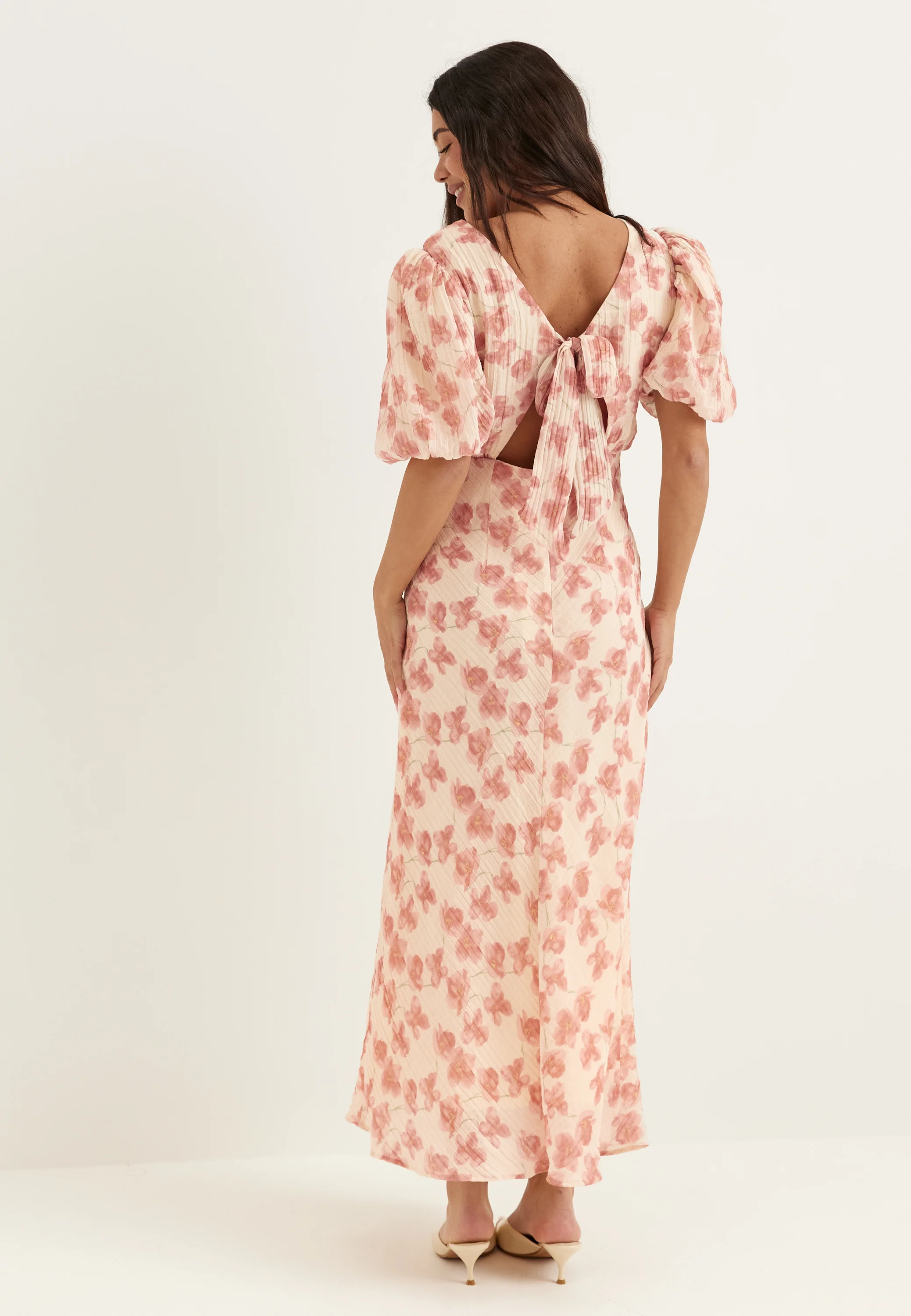 Structured Puff Sleeve Ankle Dress - Image 2
