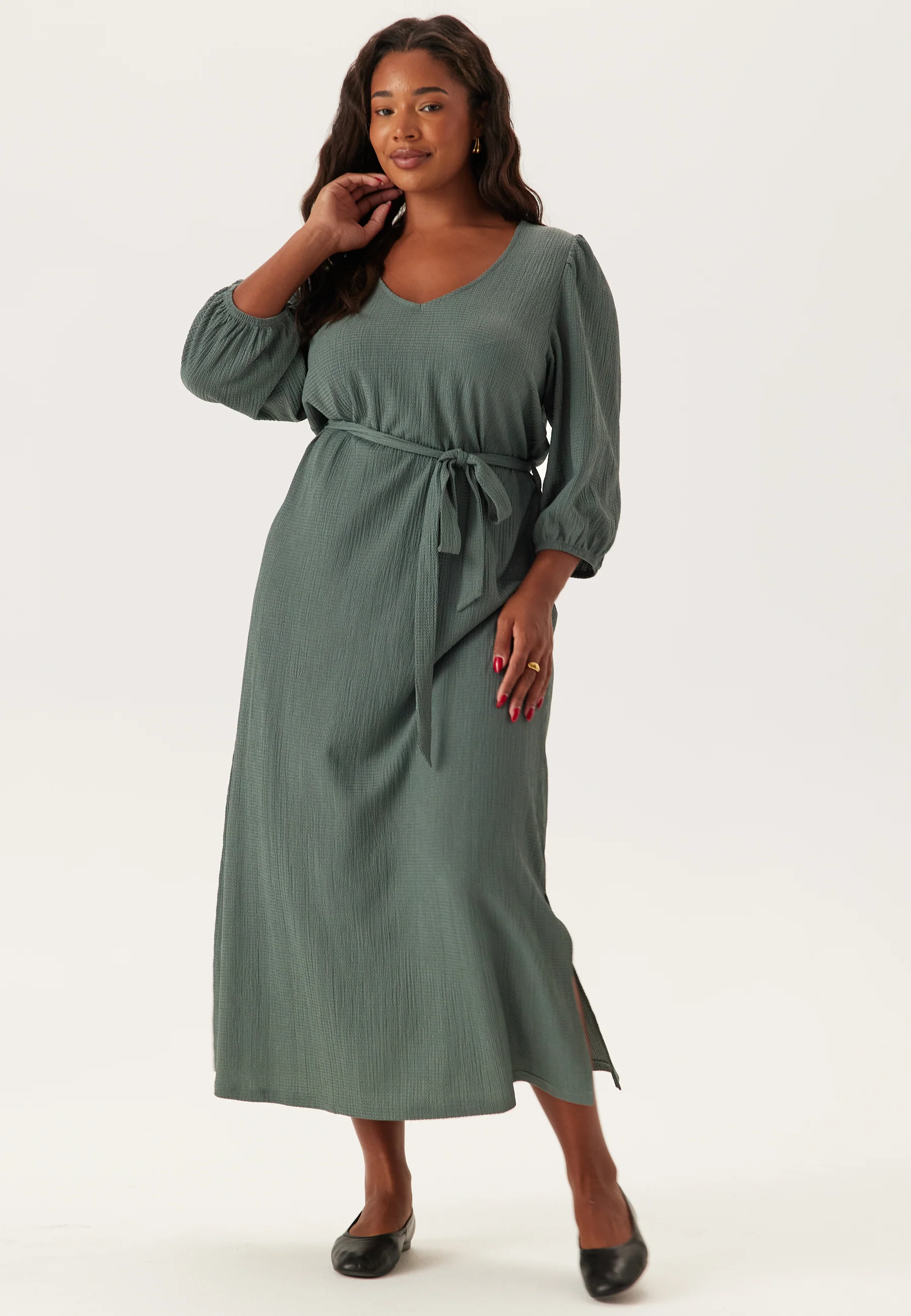 Structured Puff Sleeve Midi Dress - Image 6