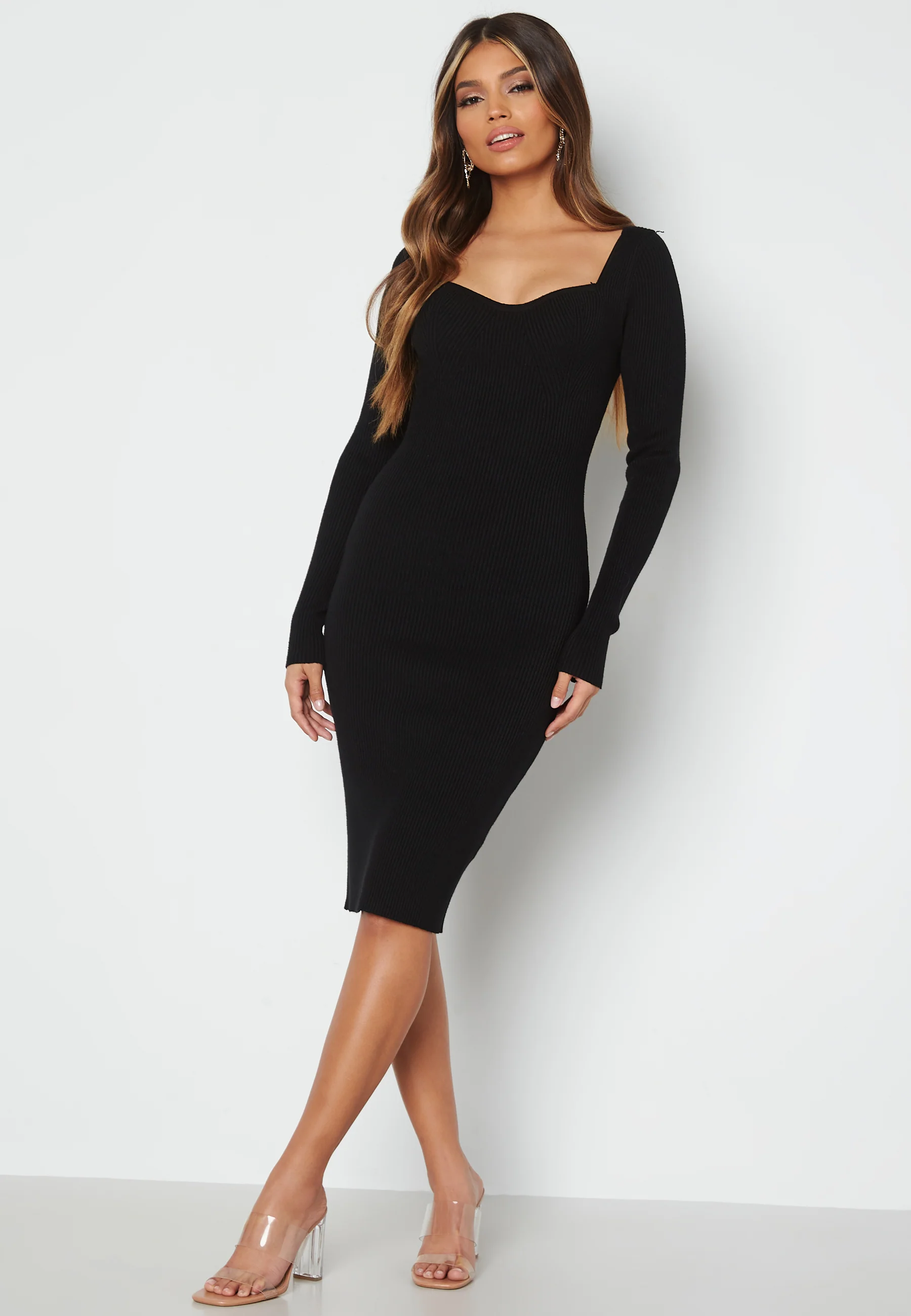 Sweetheart Rib Knit Midi Dress - Image 2