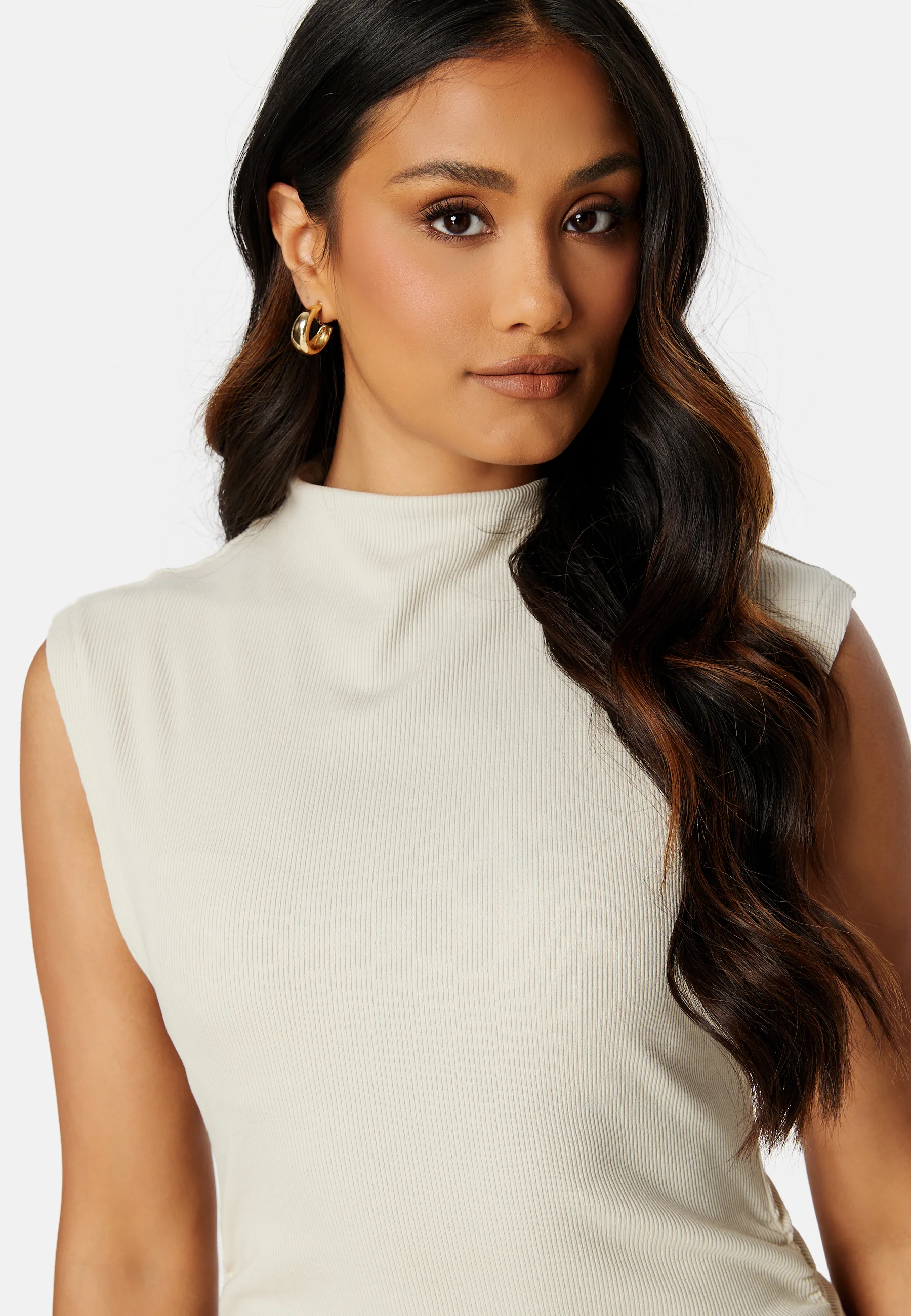 Tab Rib Mock Neck Long Dress - Image 4