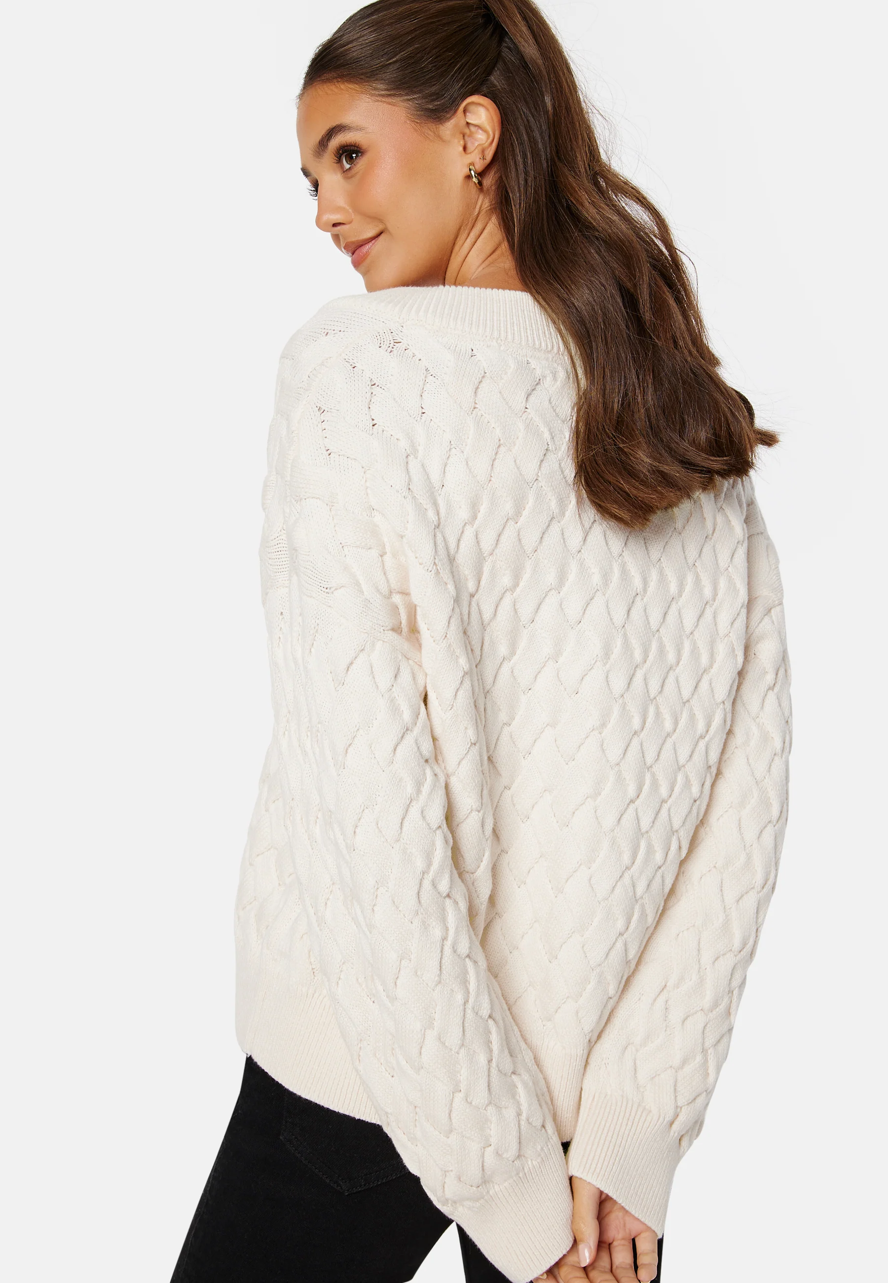 Textured Cotton V-Neck Sweater - Image 2