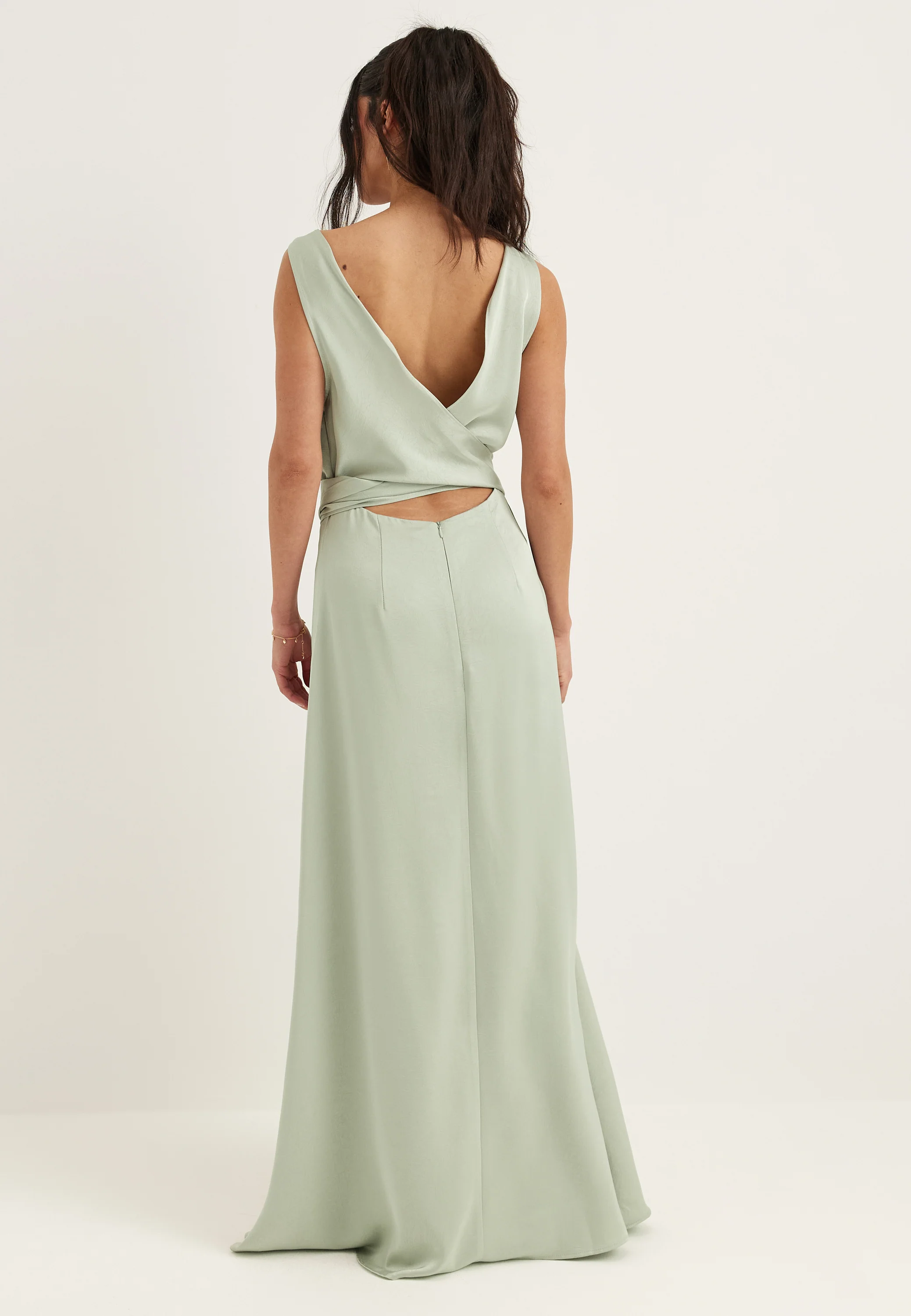 Tie Back Shawl Satin Dress - Image 12