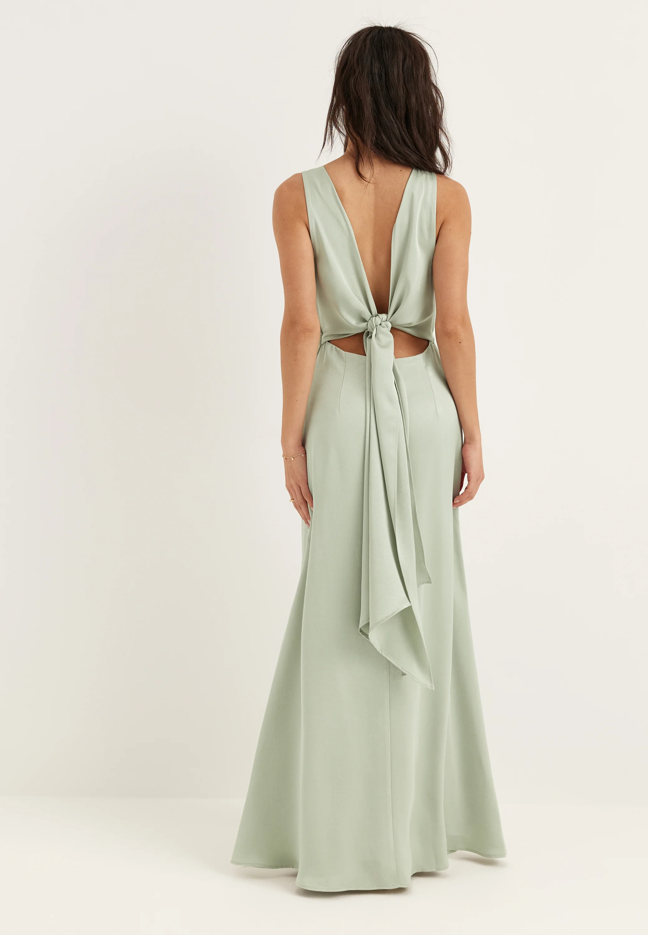 Tie Back Shawl Satin Dress - Image 5