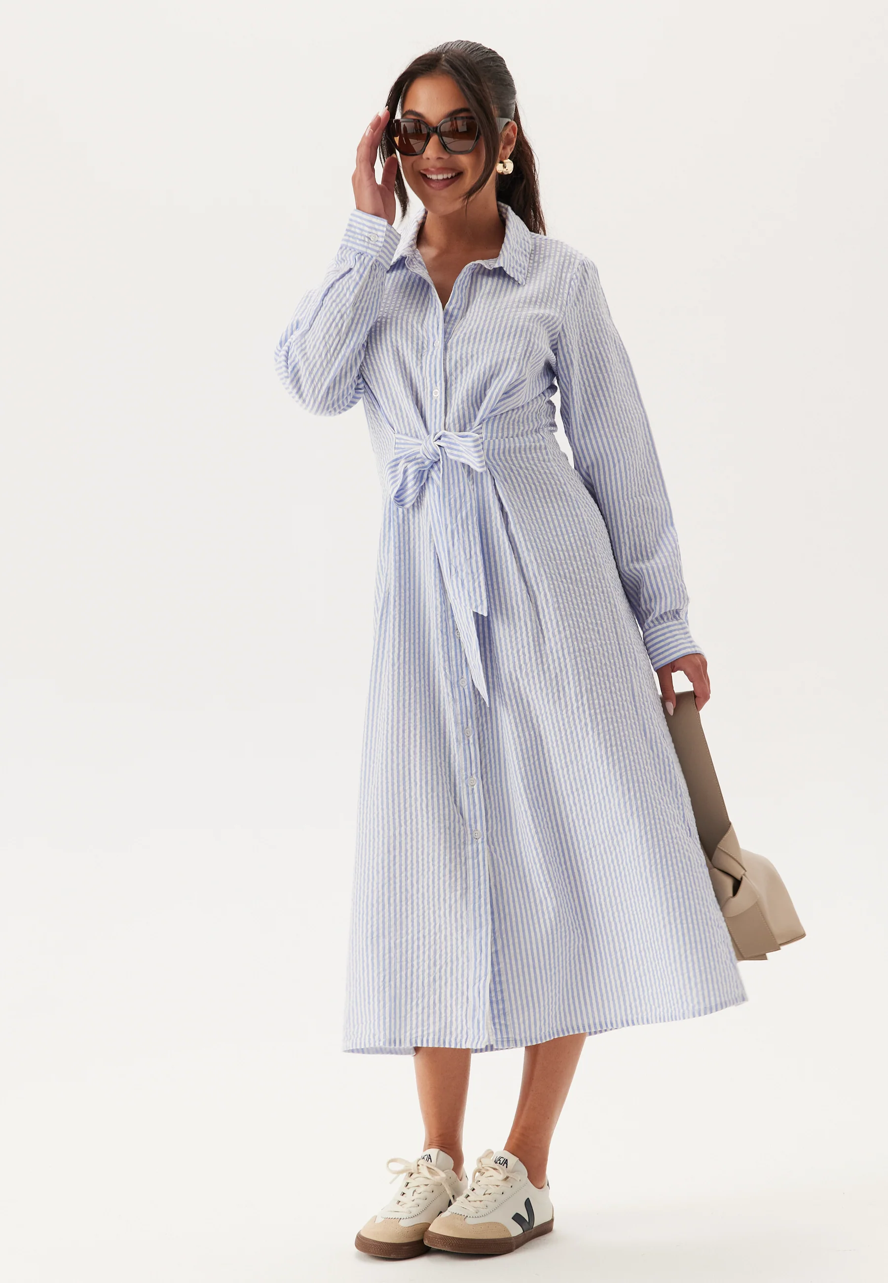 Tie Detail Cotton Shirt Dress - Image 2