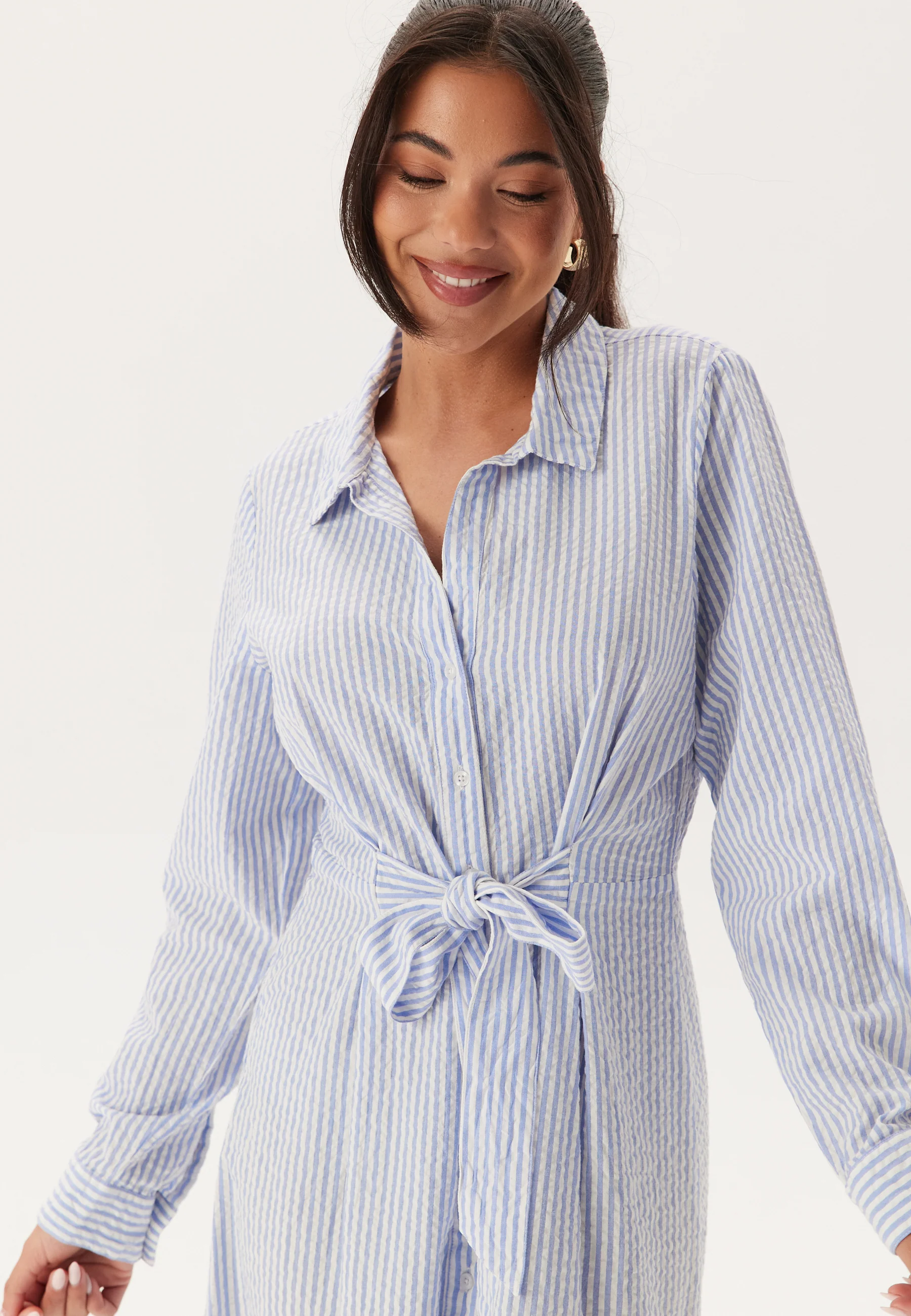 Tie Detail Cotton Shirt Dress - Image 4