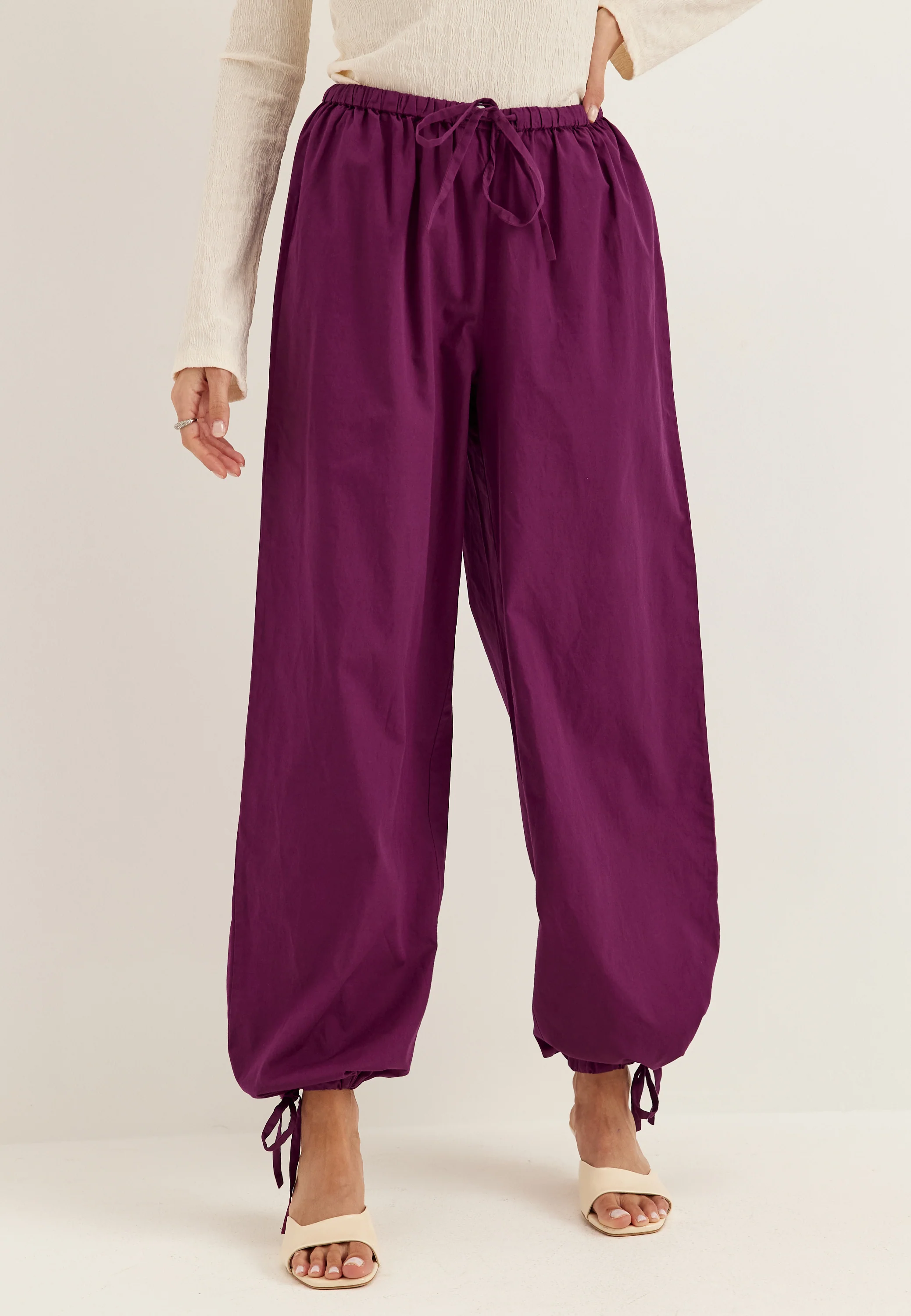 Tie Detail Cotton Trousers