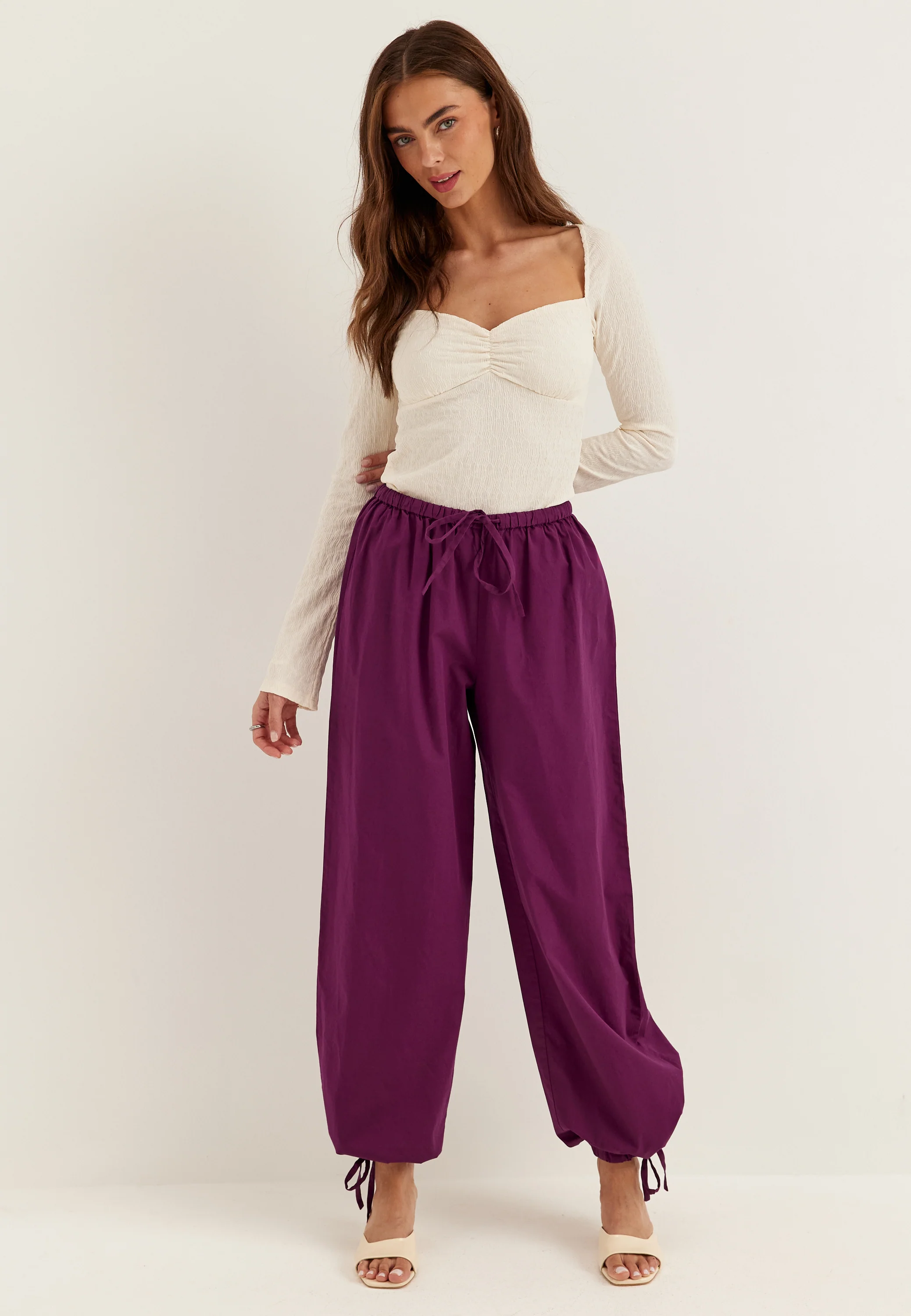 Tie Detail Cotton Trousers - Image 2