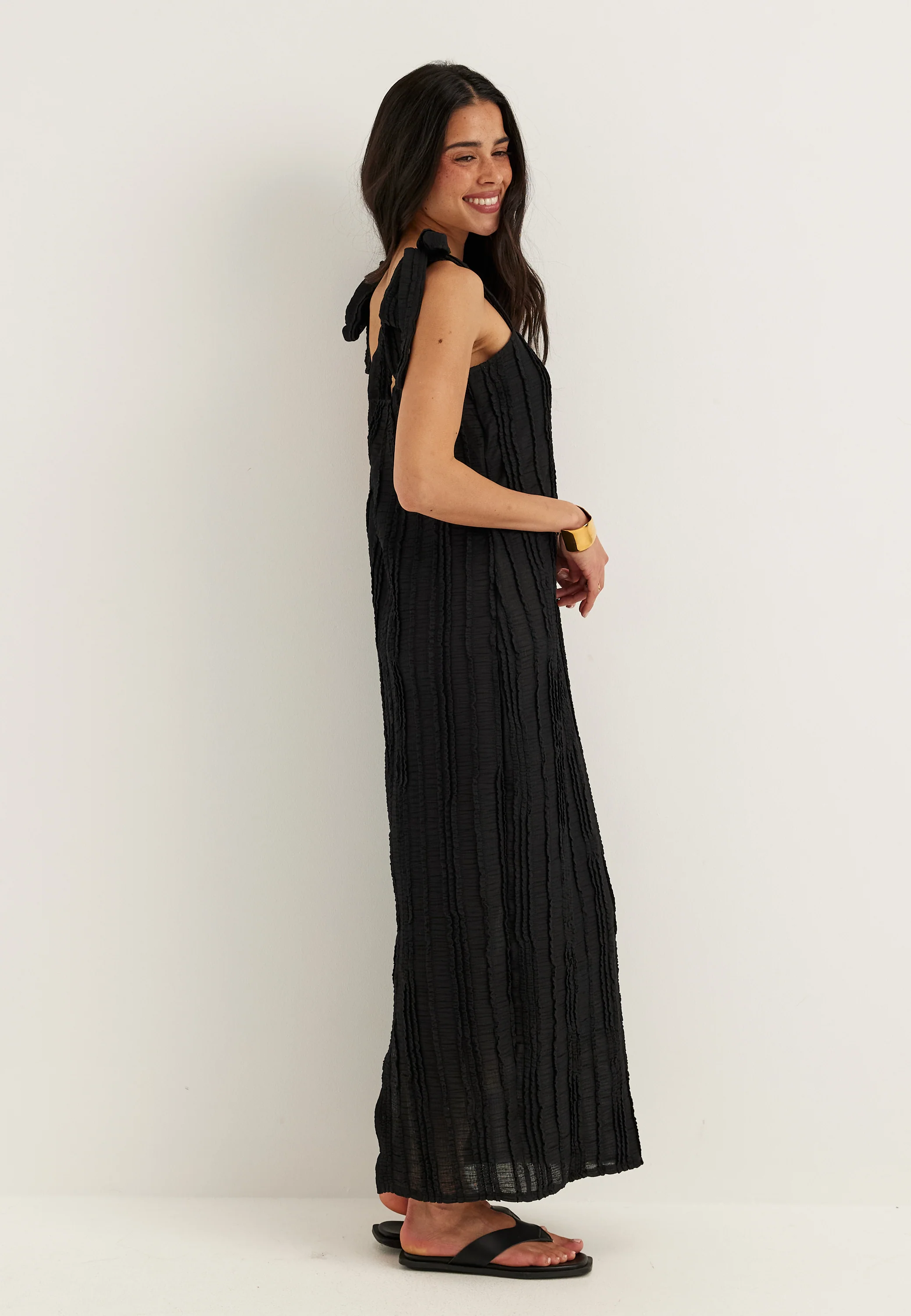 Tie Midi Frill Dress - Image 2
