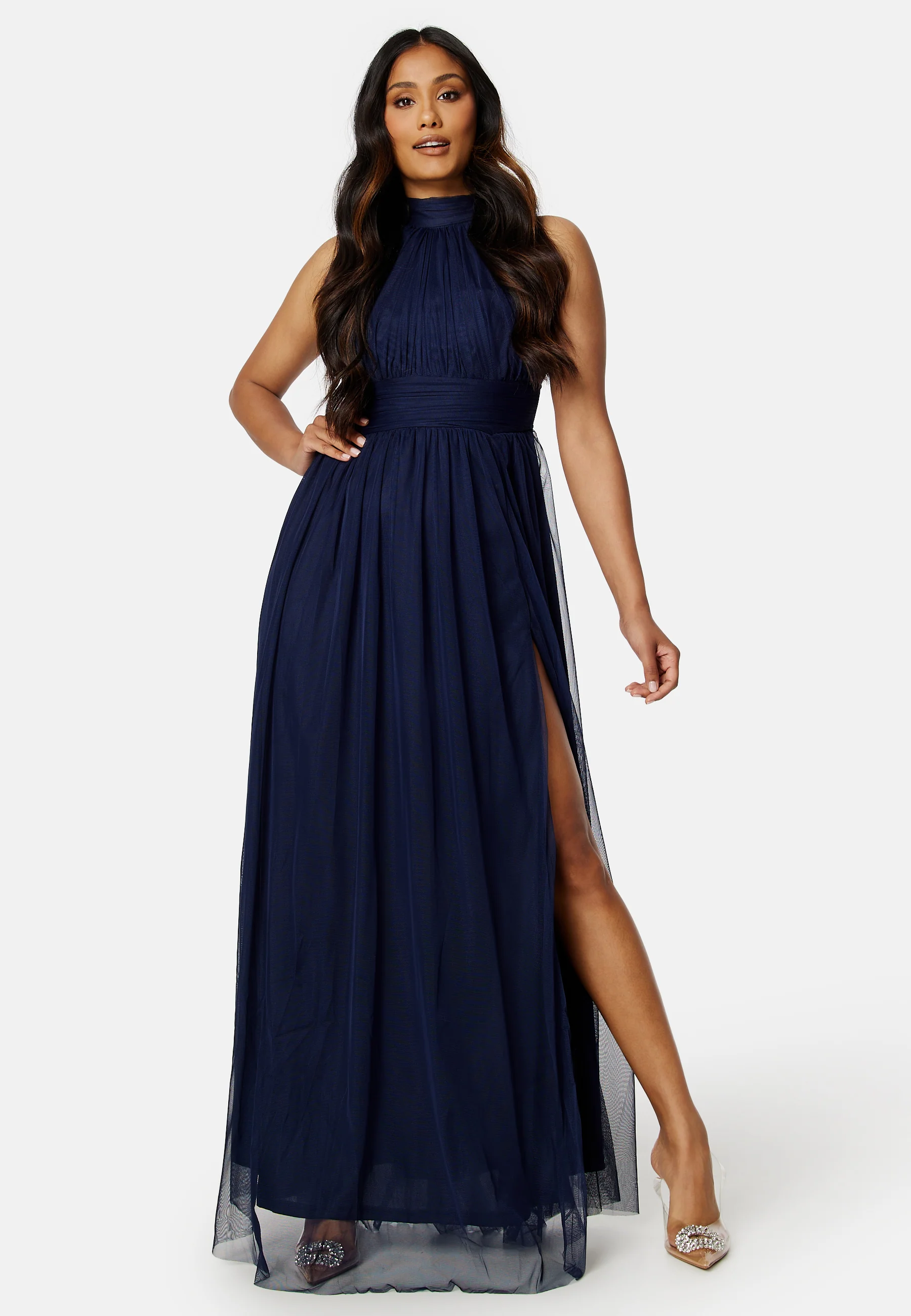 Tie Neck Maxi Dress With Split - Image 2