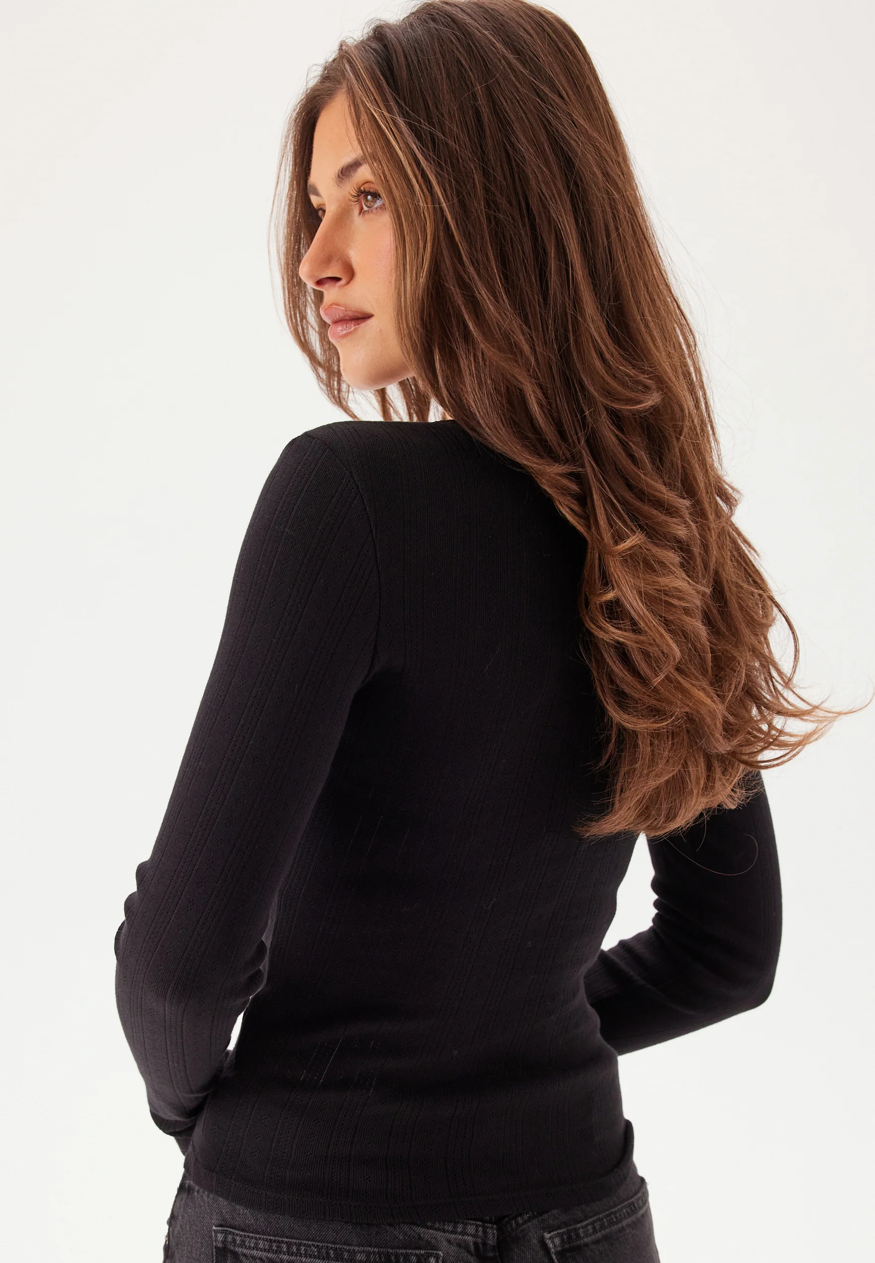 Tjw Slim Pointelle Rib Tee Ls - Image 2