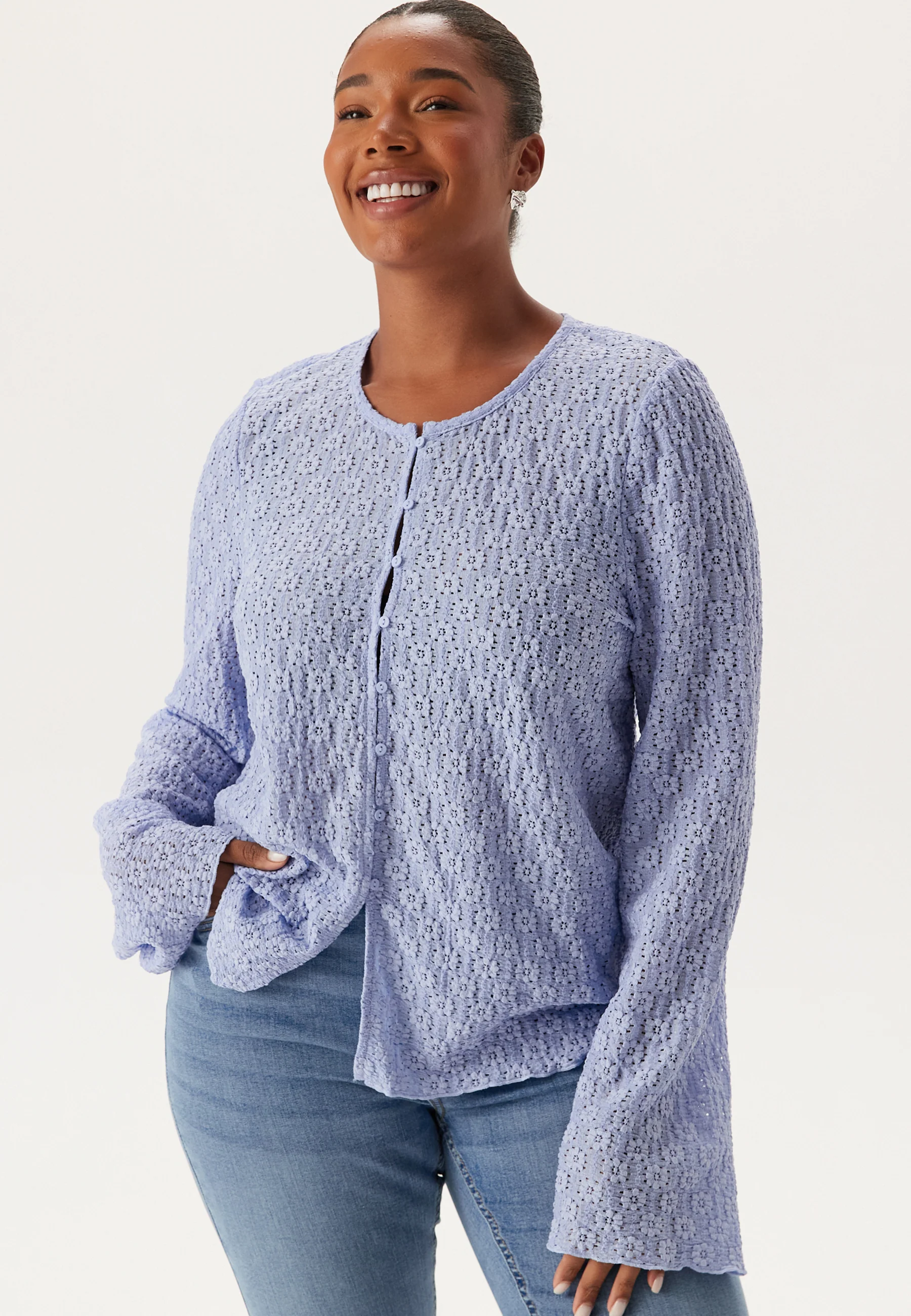 Trumpet Sleeve Lace Cardigan - Image 5