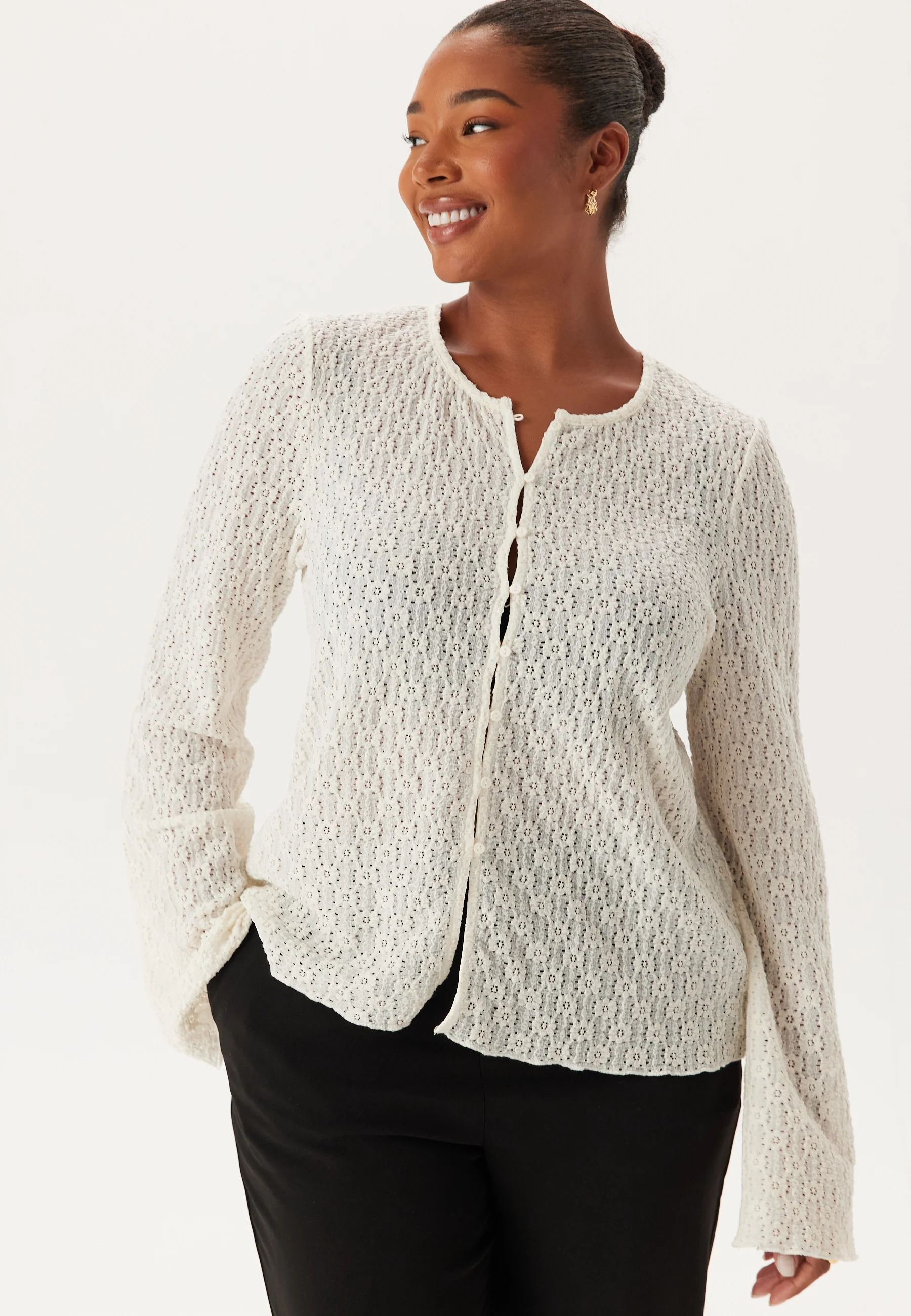 Trumpet Sleeve Lace Cardigan - Image 6