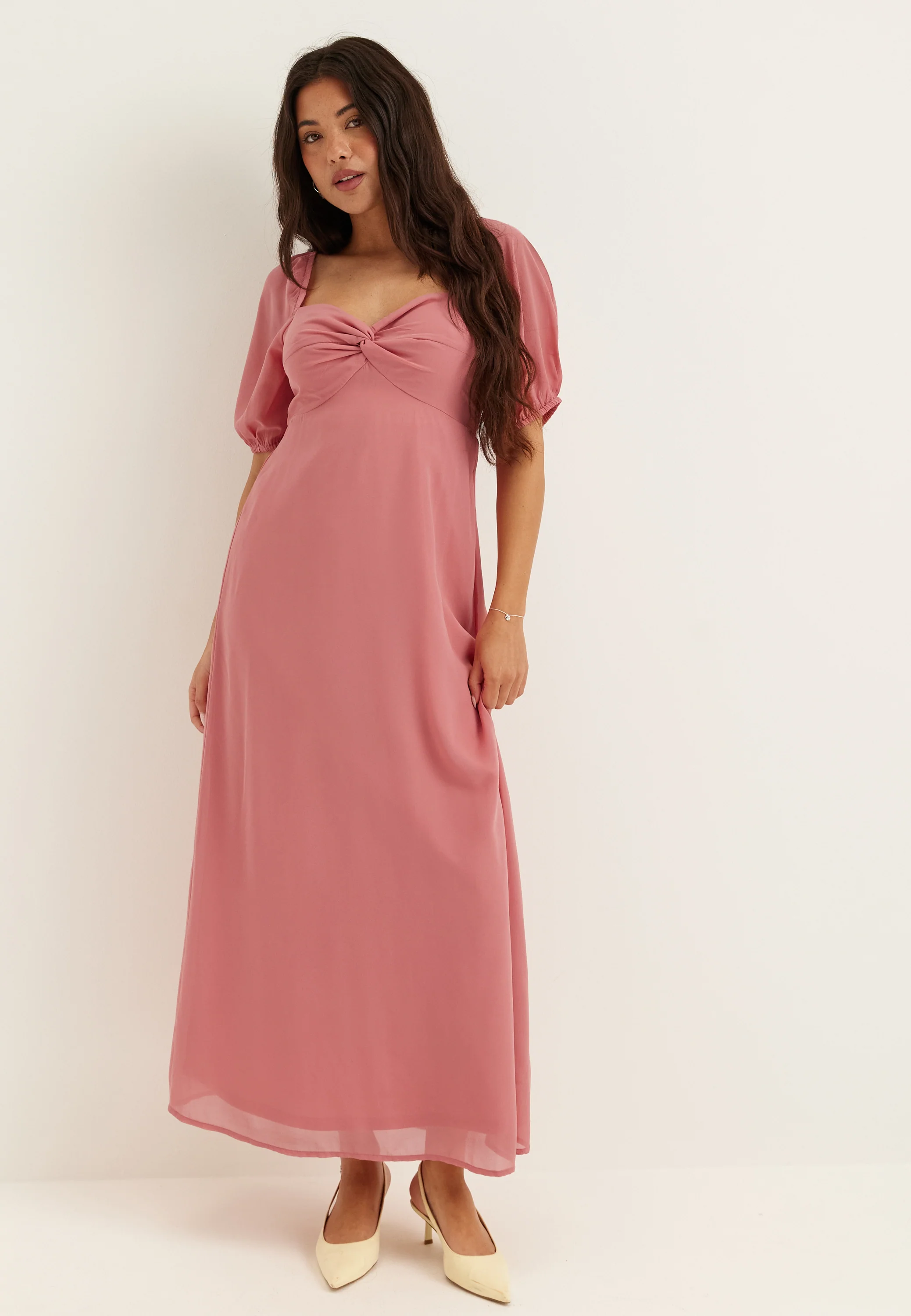 Twist Detail Short Sleeve Maxi Dress - Image 2