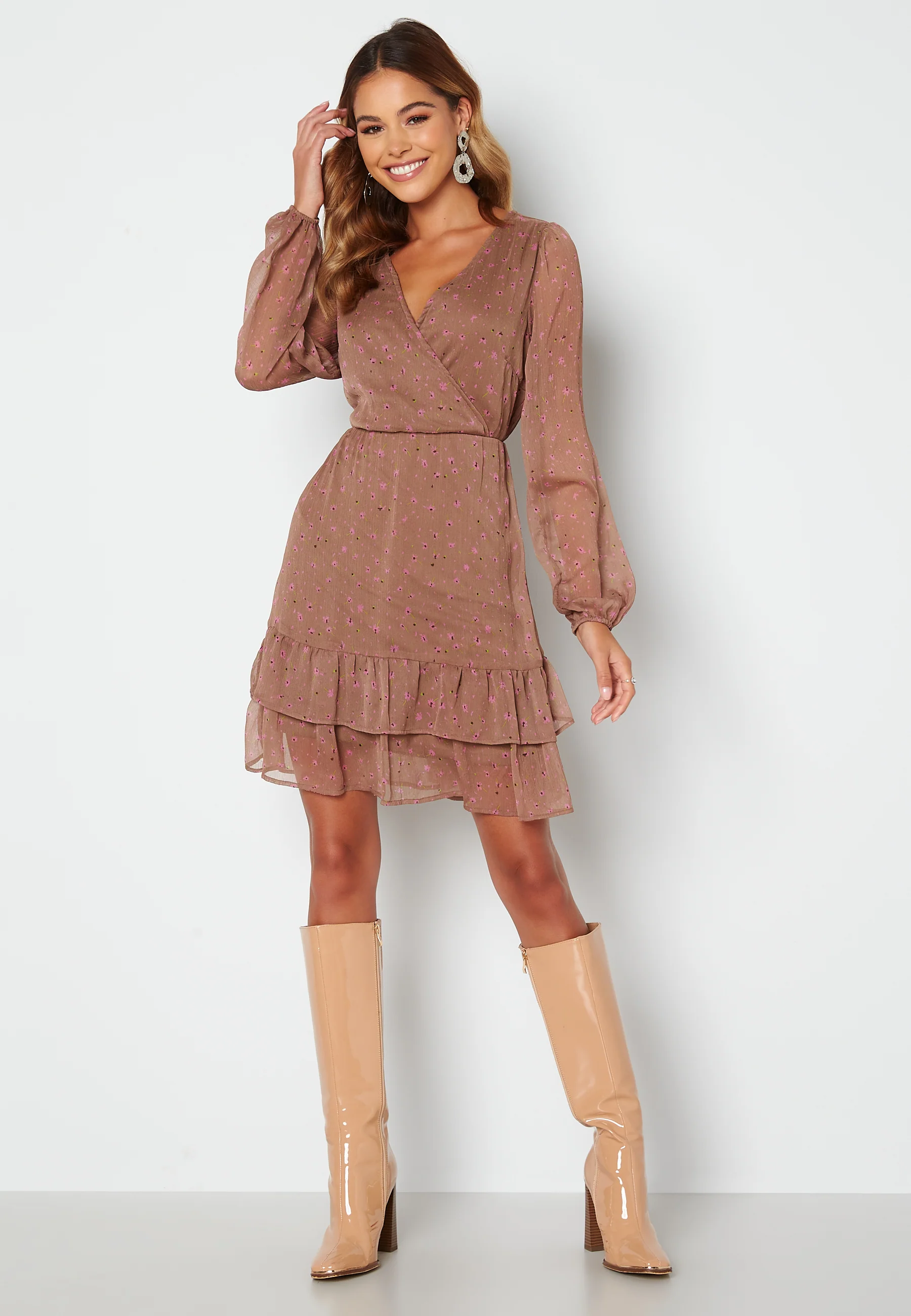 Ulla L/S Short Wrap Dress - Image 3