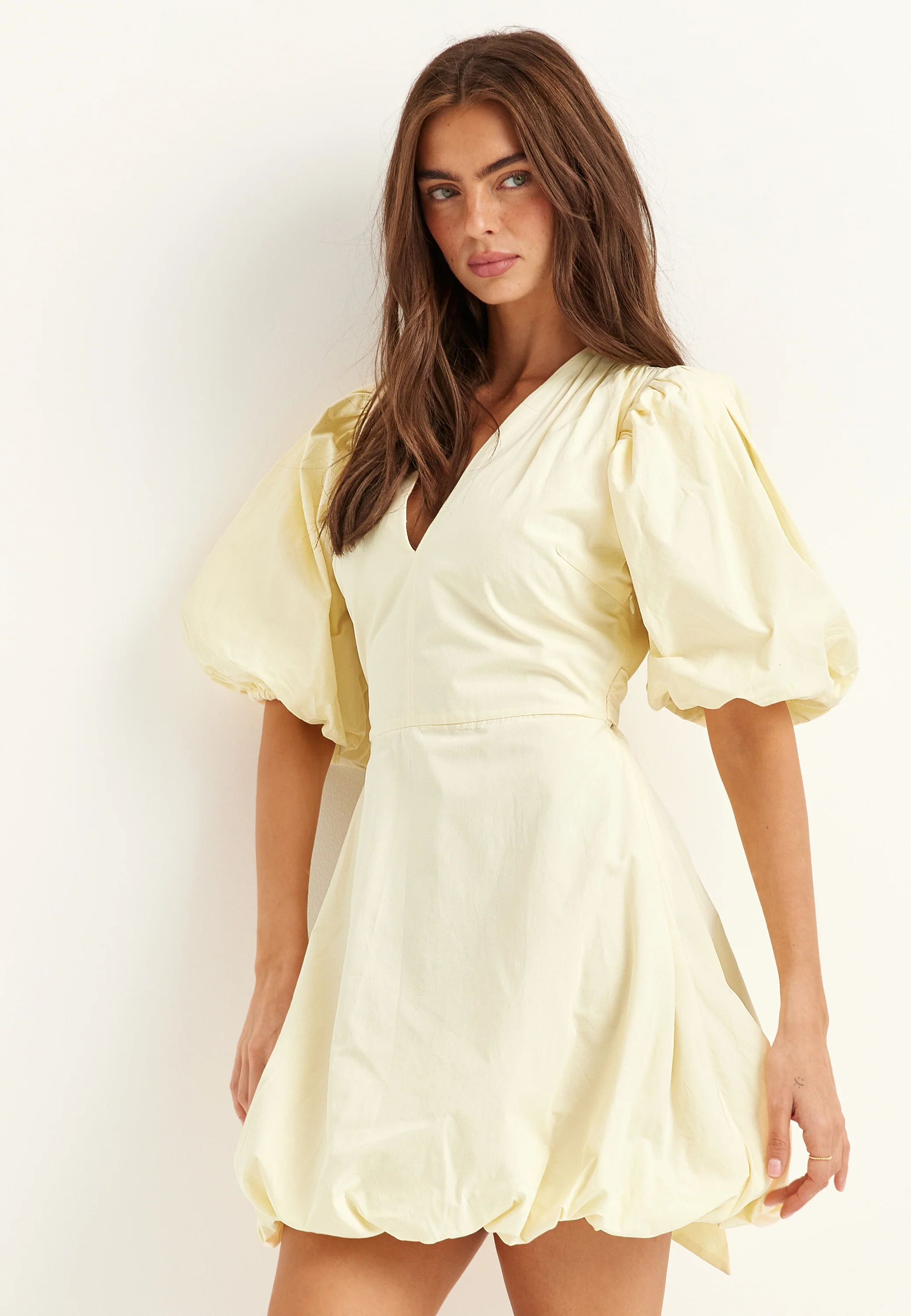 V-neck Bubble Hem Short Dress - Image 3