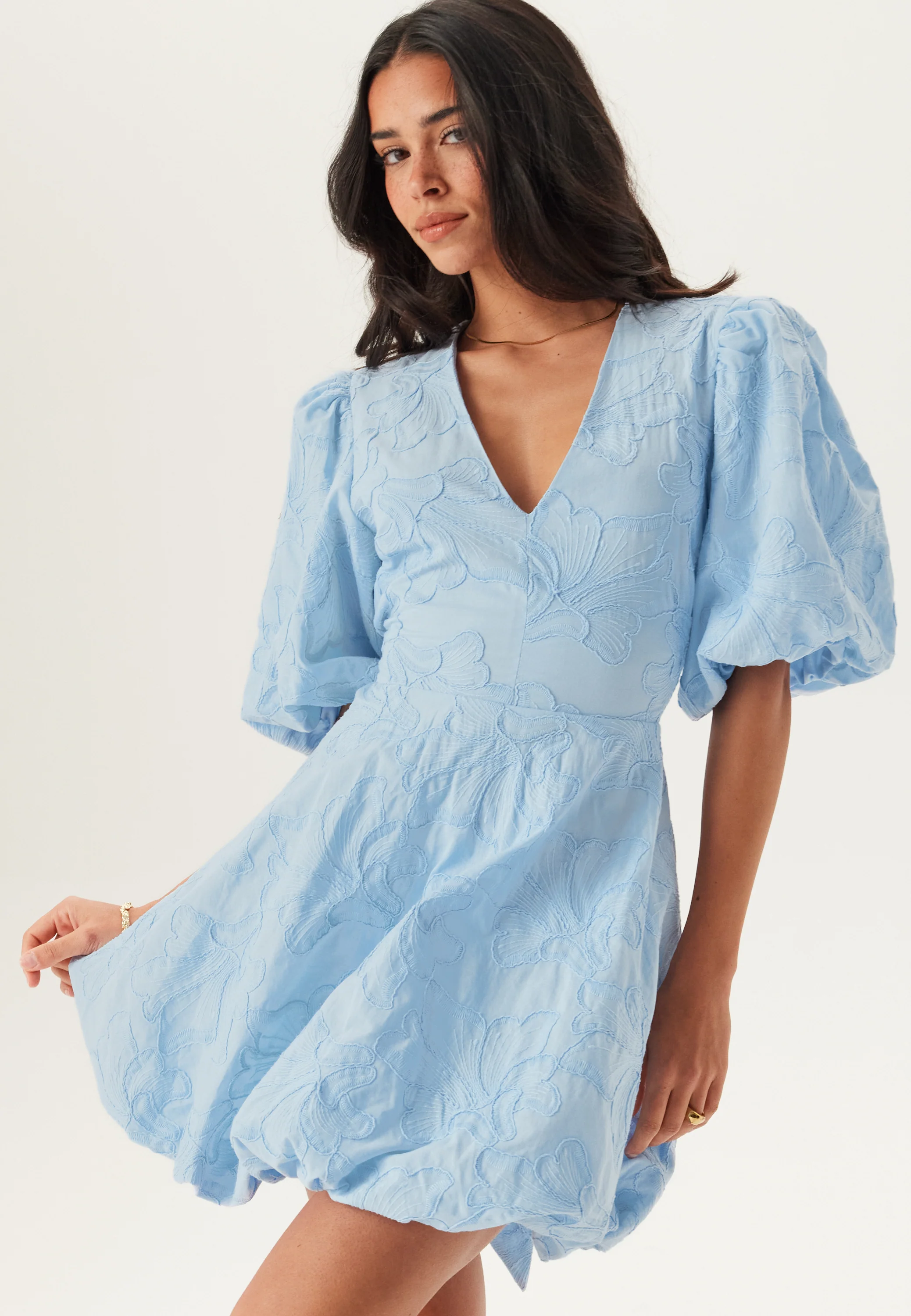 V-neck Bubble Hem Short Dress - Image 4