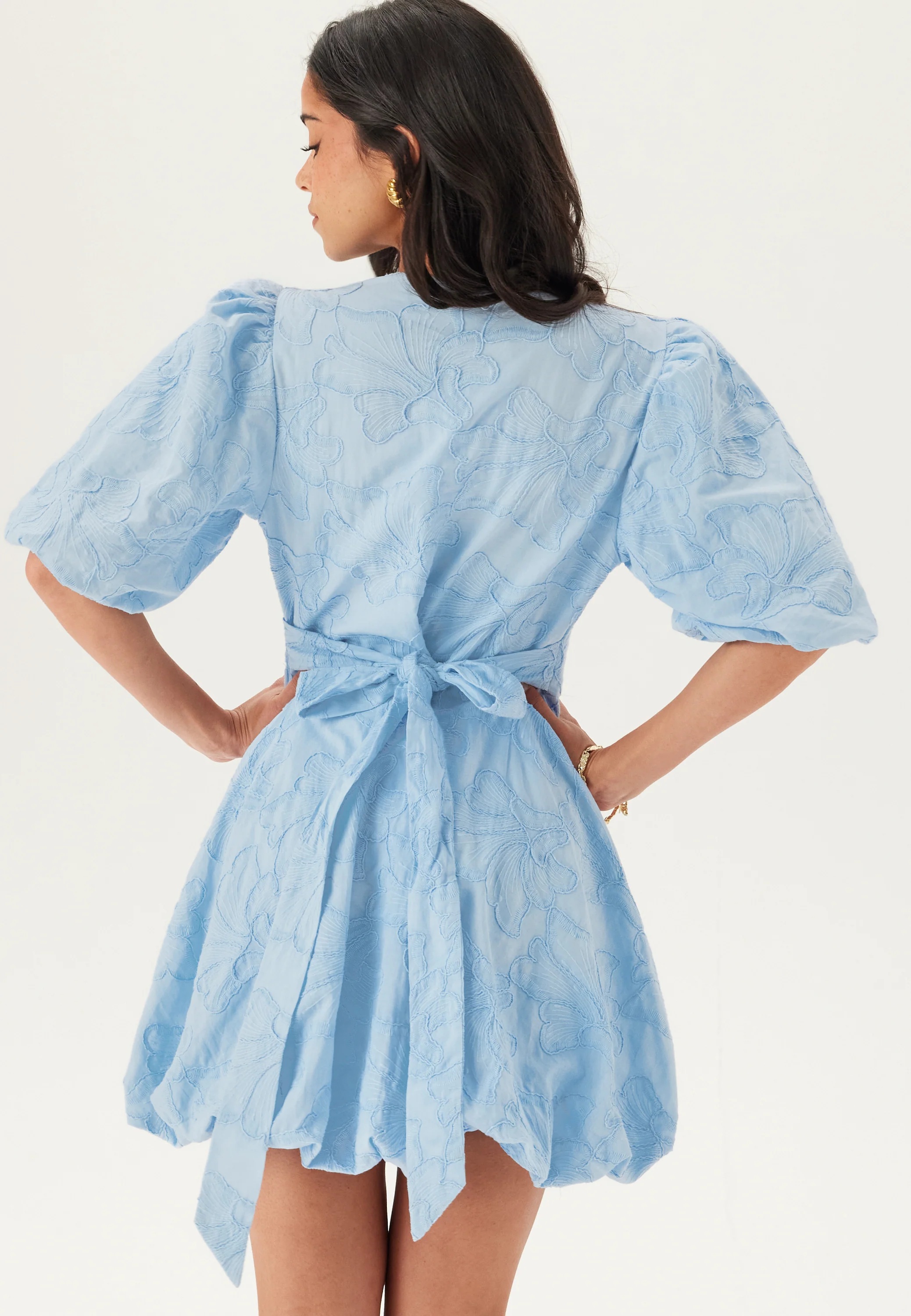 V-neck Bubble Hem Short Dress - Image 5