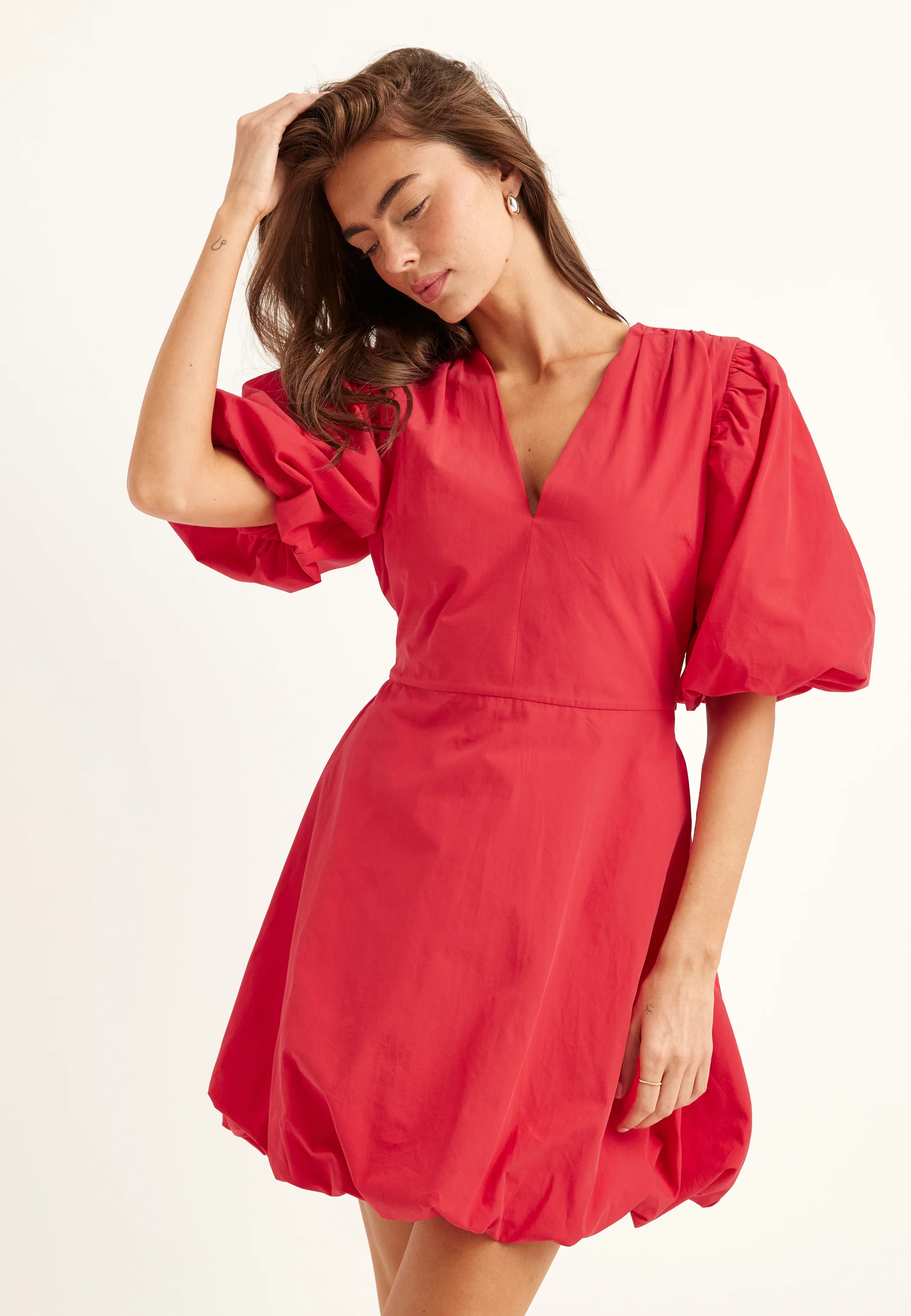 V-neck Bubble Hem Short Dress - Image 2