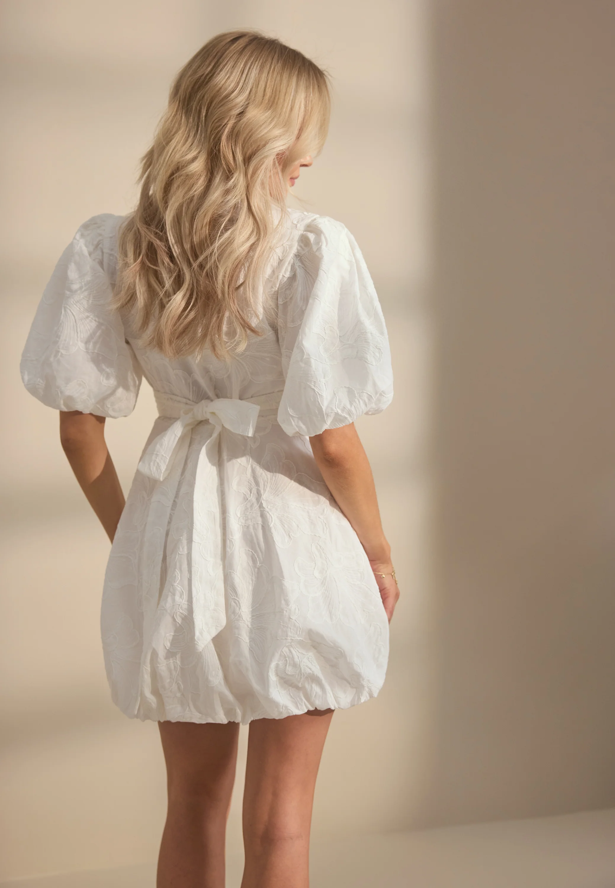V-neck Bubble Hem Short Dress - Image 2