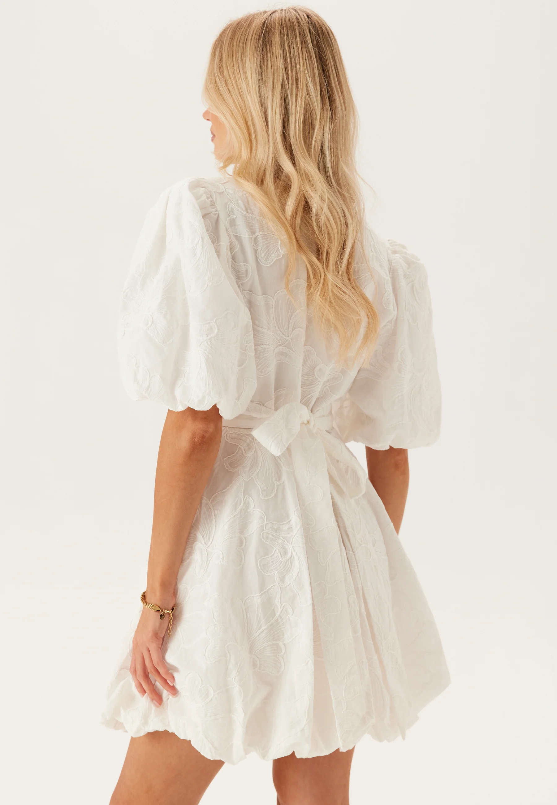V-neck Bubble Hem Short Dress - Image 5