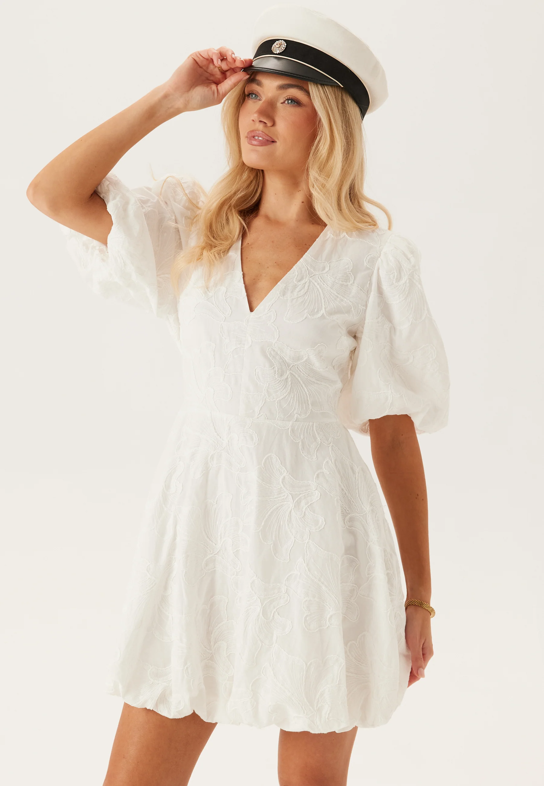 V-neck Bubble Hem Short Dress - Image 9