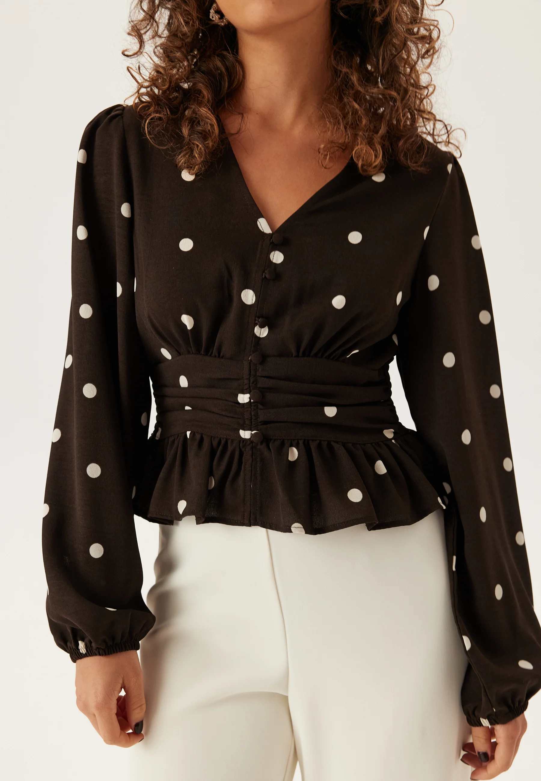 V-neck Button Blouse - Image 3