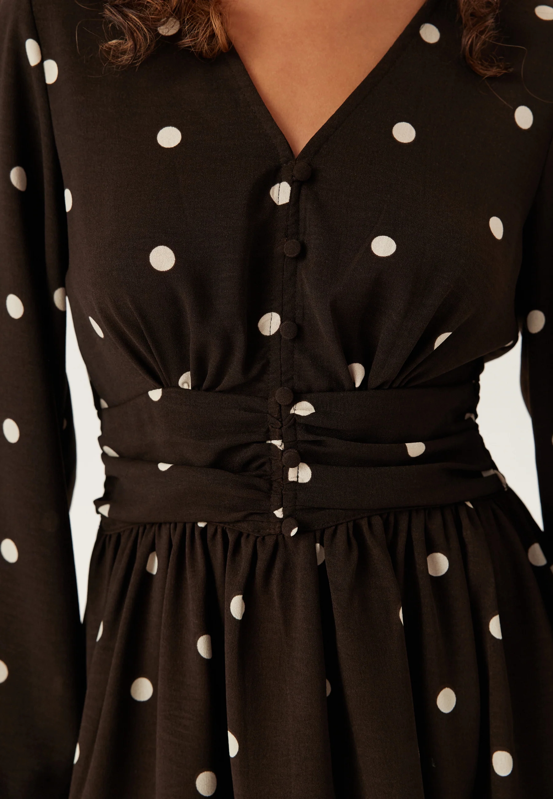 V-neck Button Short Dress - Image 4