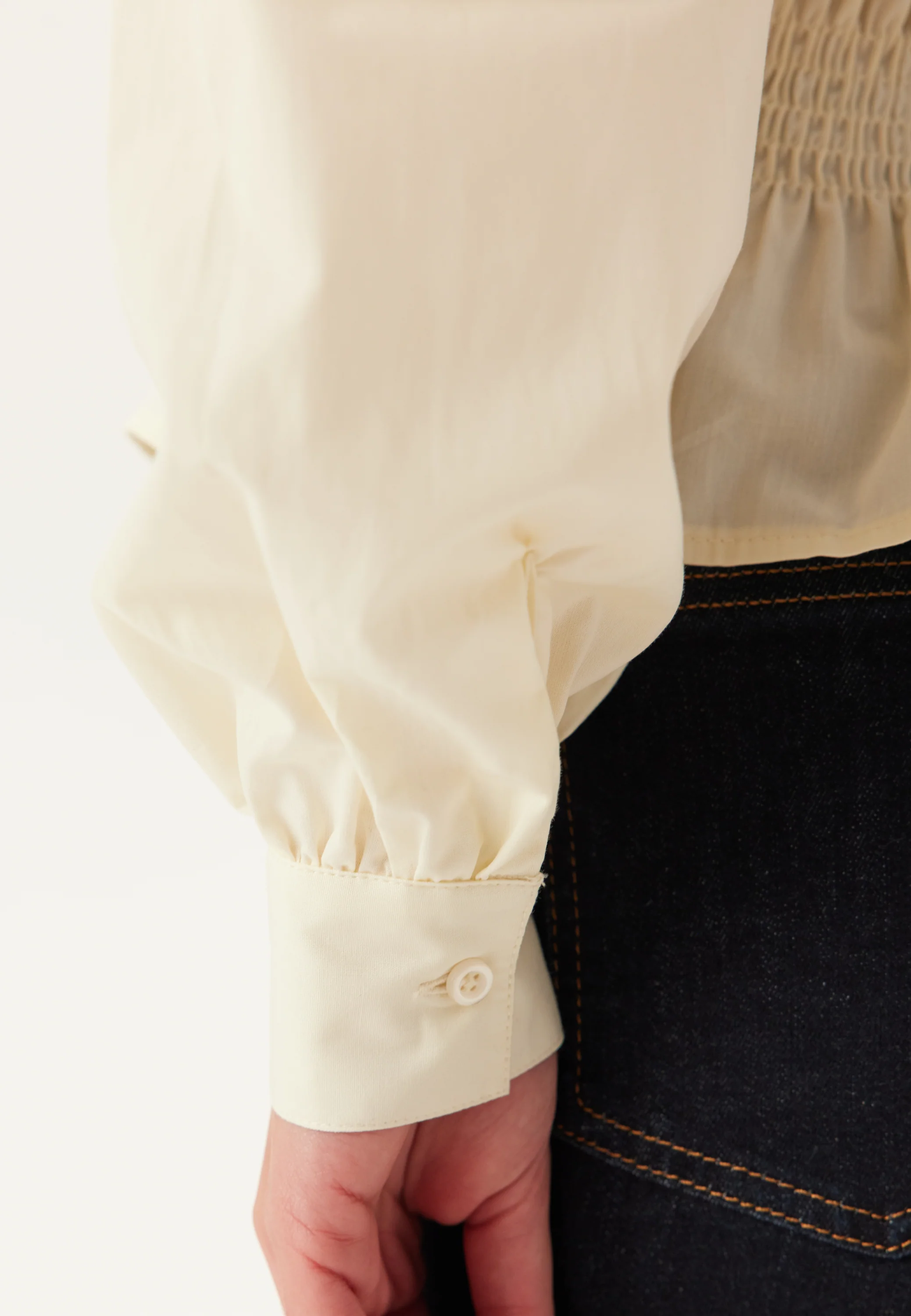 V-neck Cotton Smock Blouse - Image 5