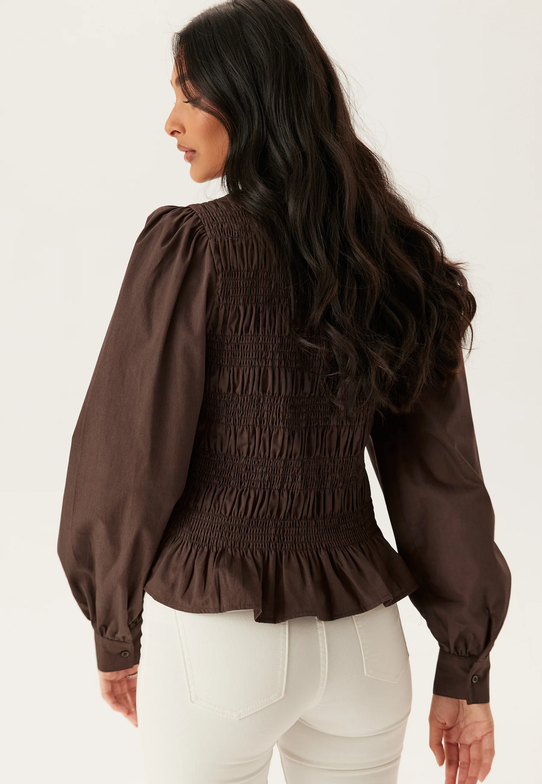 V-neck Cotton Smock Blouse - Image 2