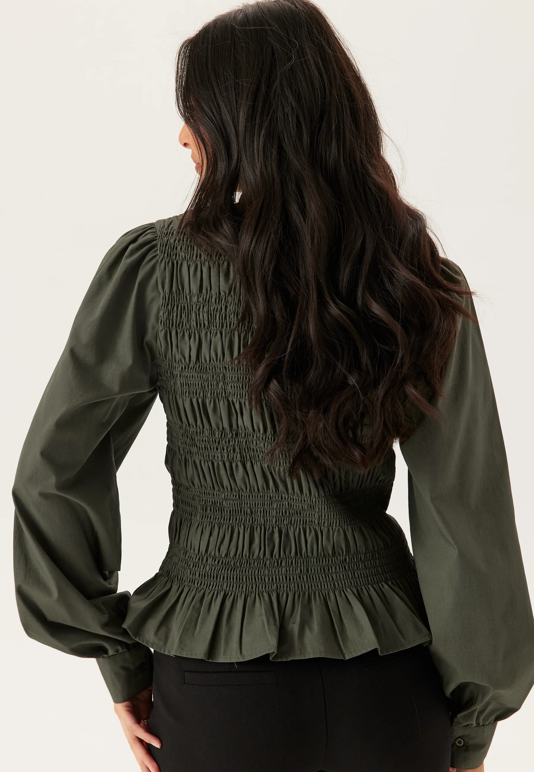 V-neck Cotton Smock Blouse - Image 2