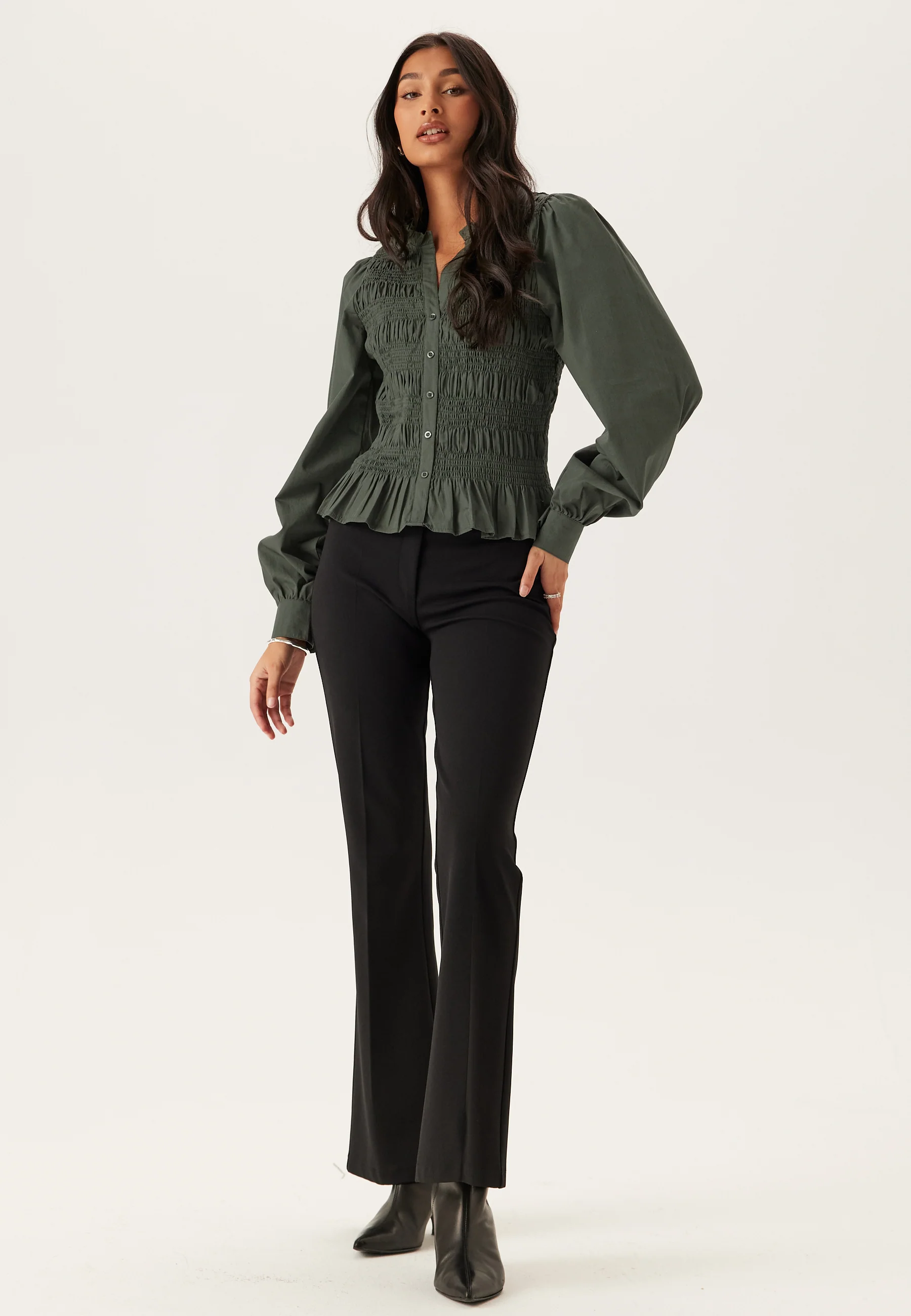 V-neck Cotton Smock Blouse - Image 3